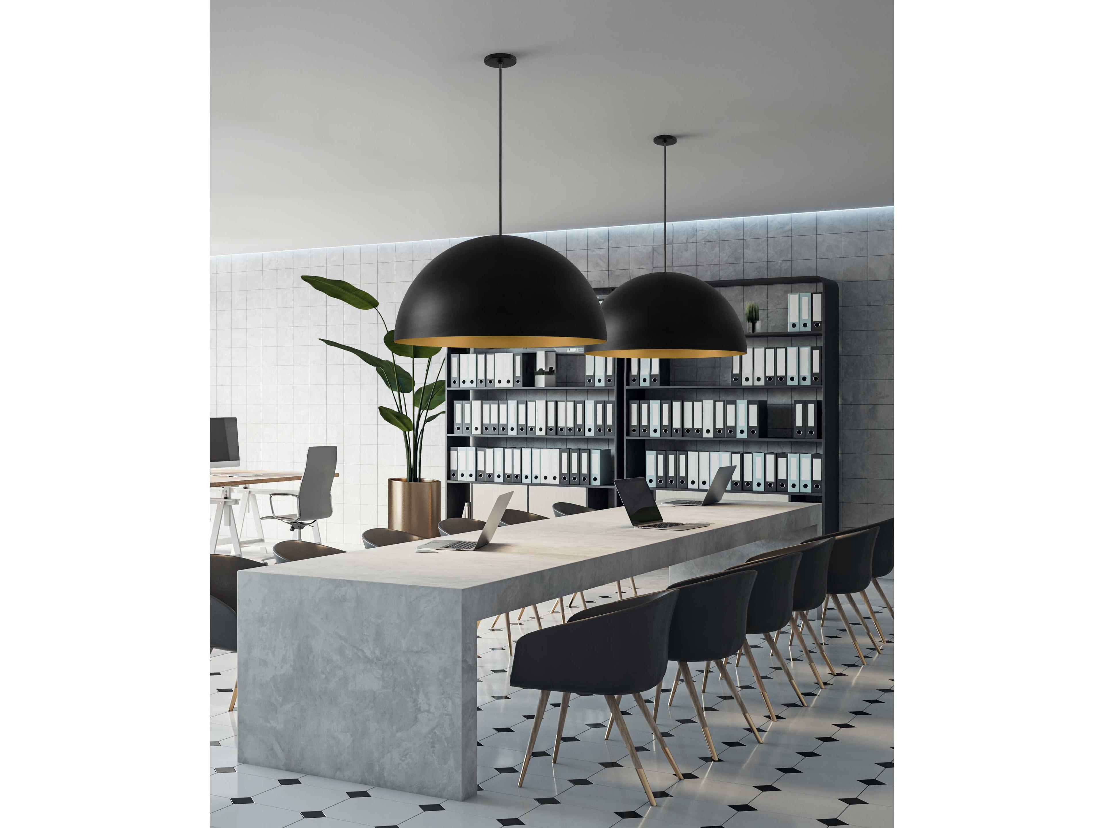 Justice Design Group Elias 5-Light Matte Black Champagne Gold Dome Pendant