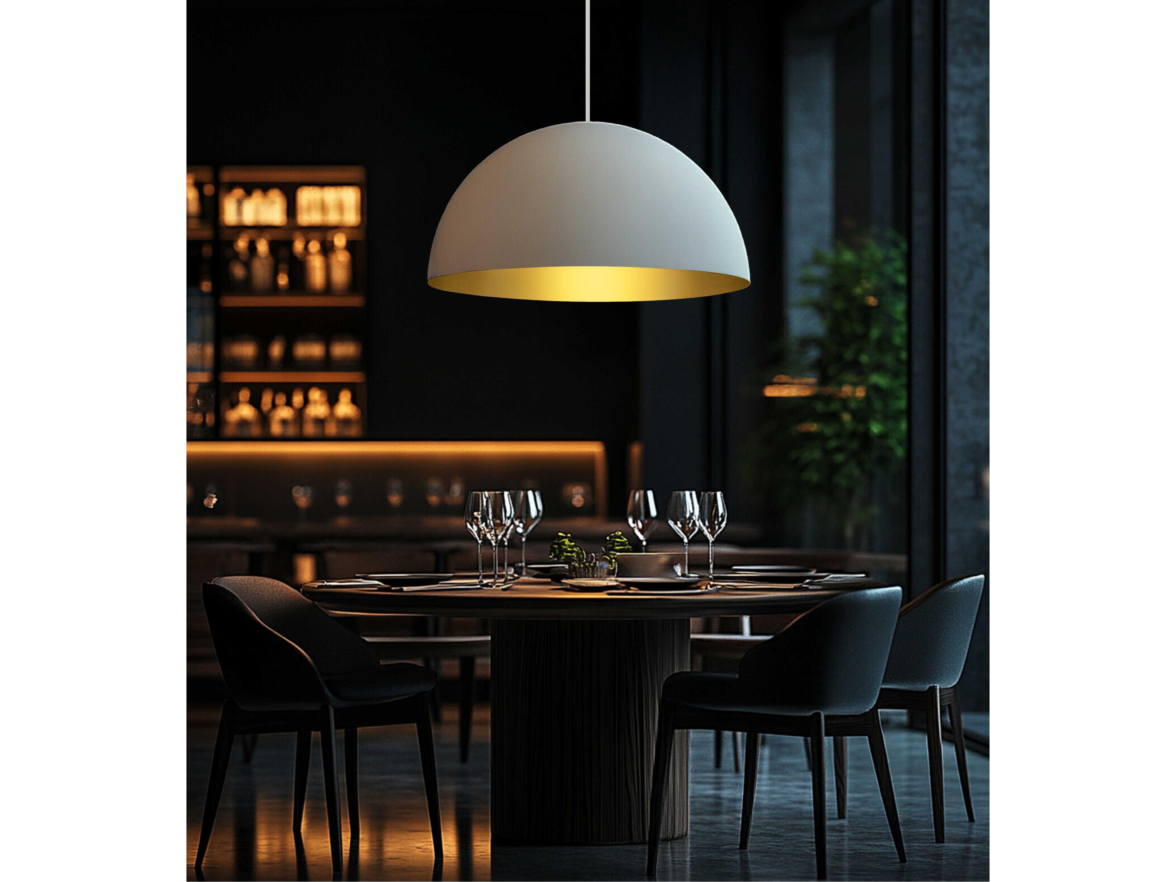 Justice Design Group Elias 5-Light Matte White Champagne Gold Dome Pendant