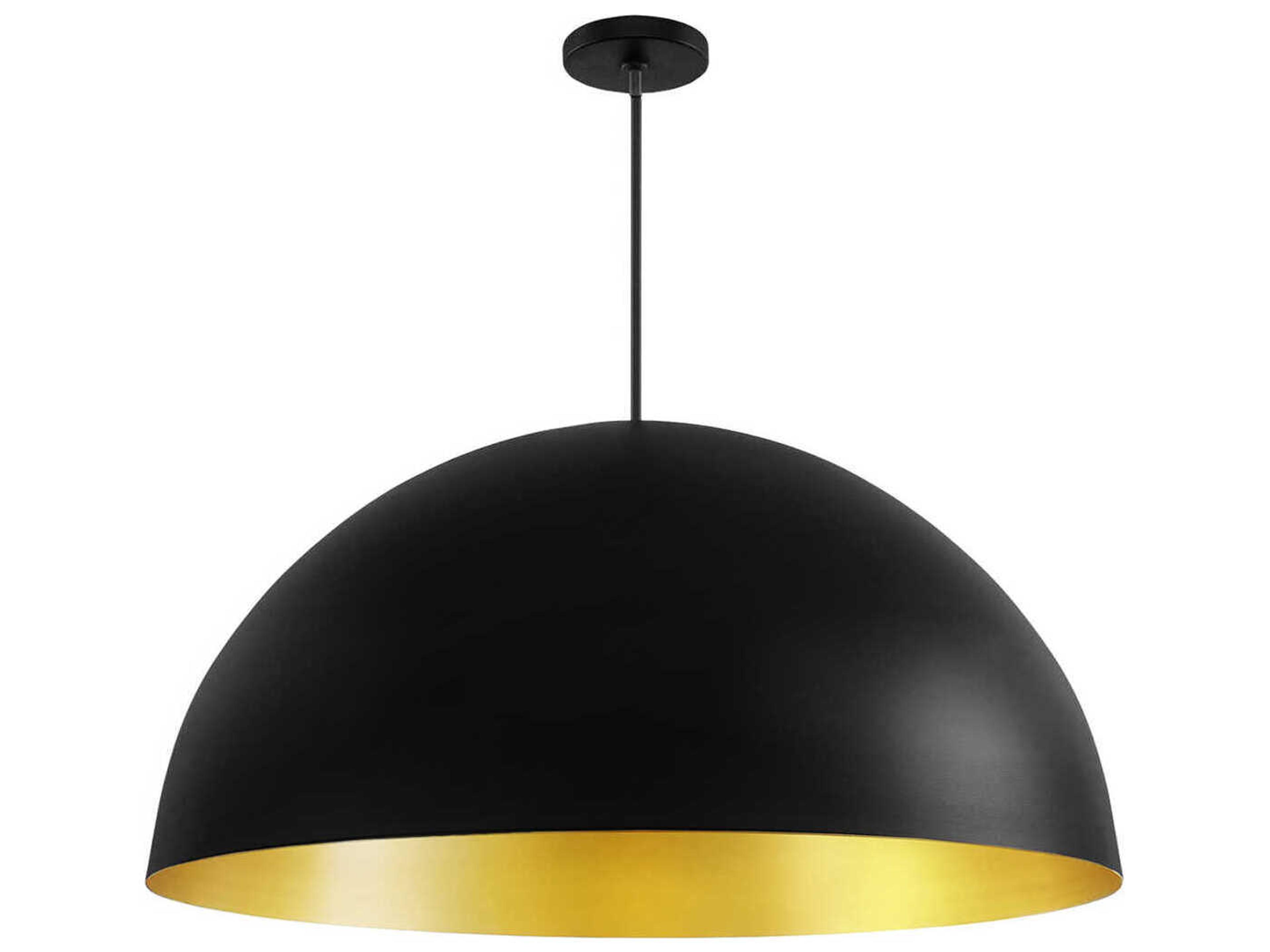 Elias 6-Light Matte Black Champagne Gold Dome Pendant