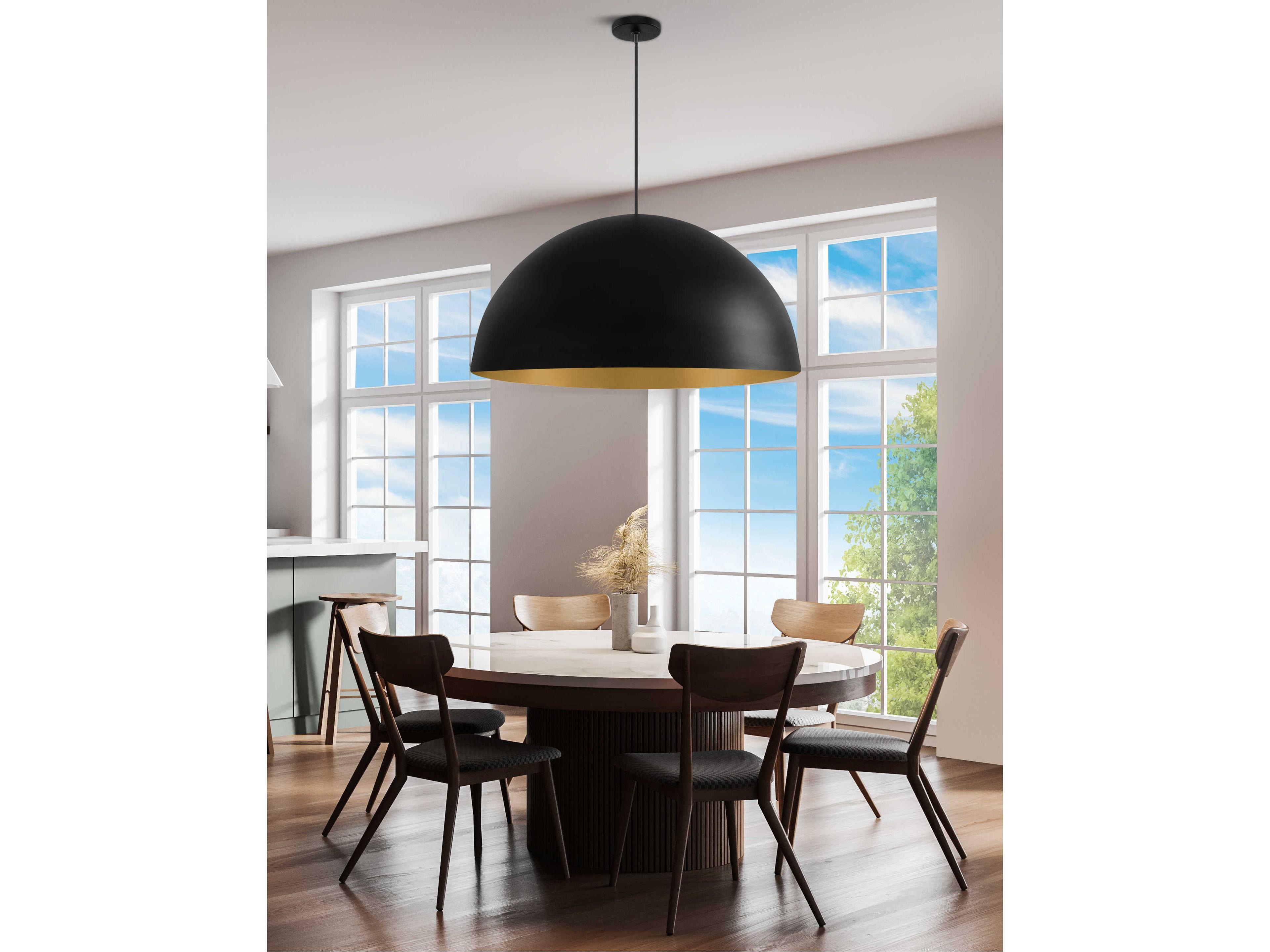 Justice Design Group Elias 6-Light Matte Black Champagne Gold Dome Pendant