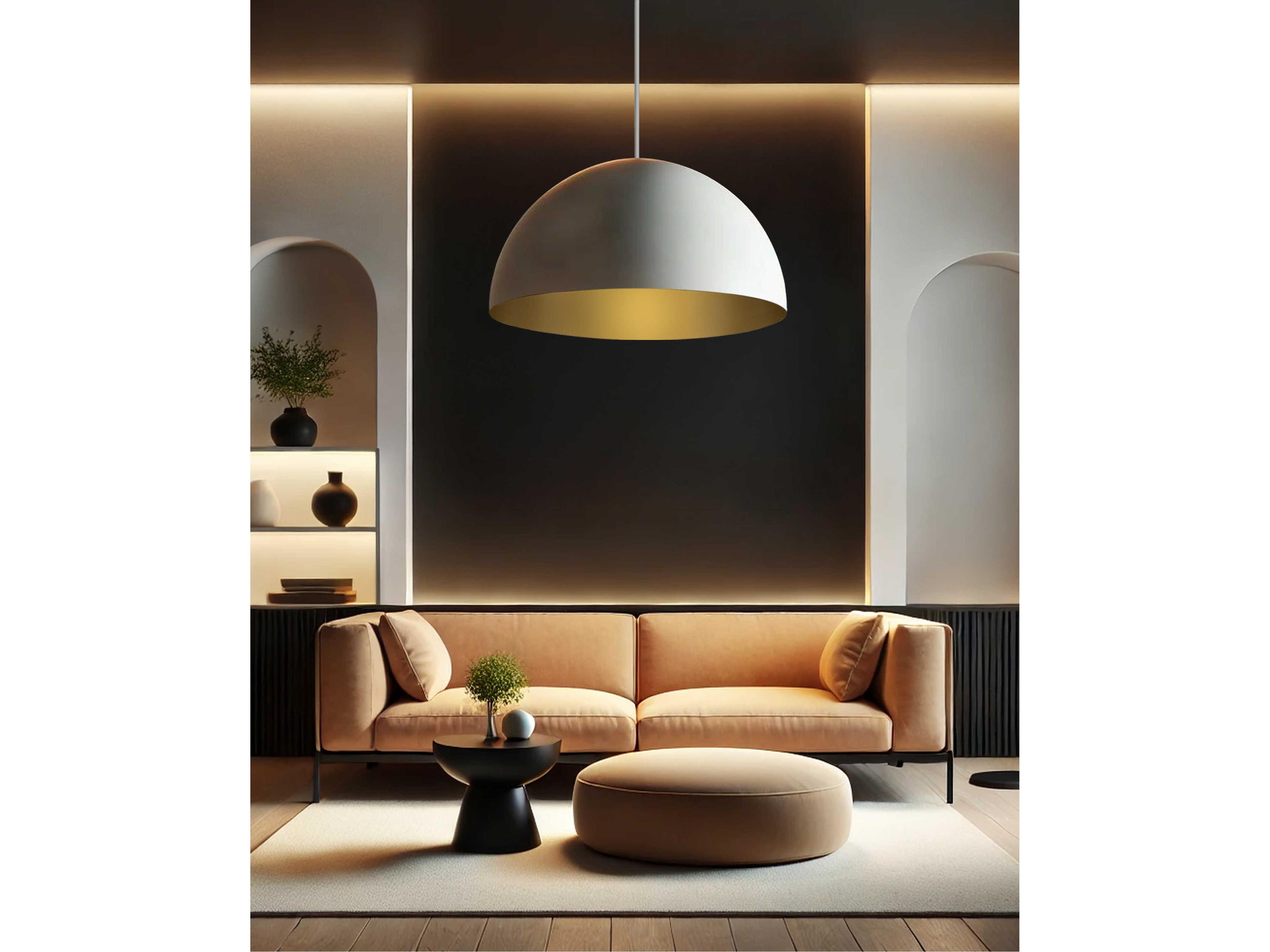 Justice Design Group Elias 6-Light Matte White Champagne Gold Dome Pendant