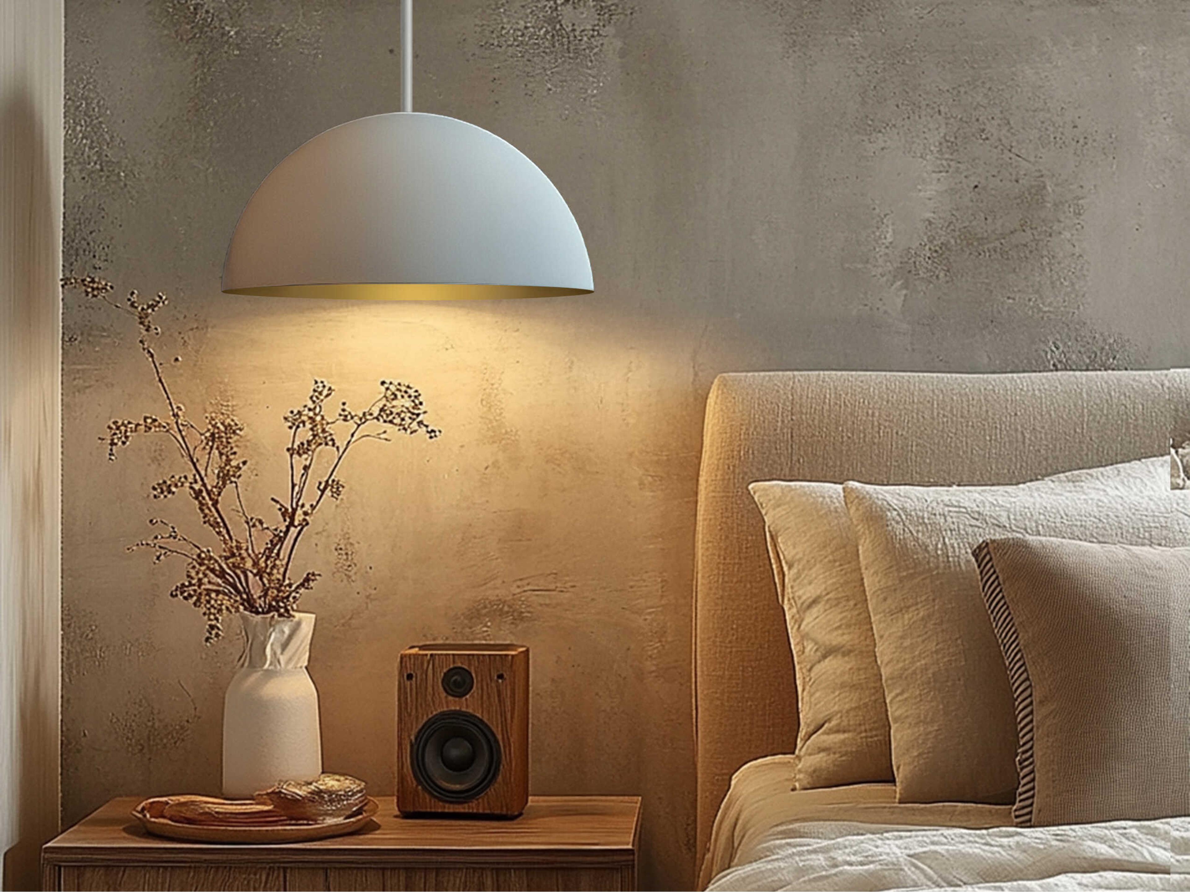 Justice Design Group Elias 1-Light Matte White Champagne Gold Dome Pendant