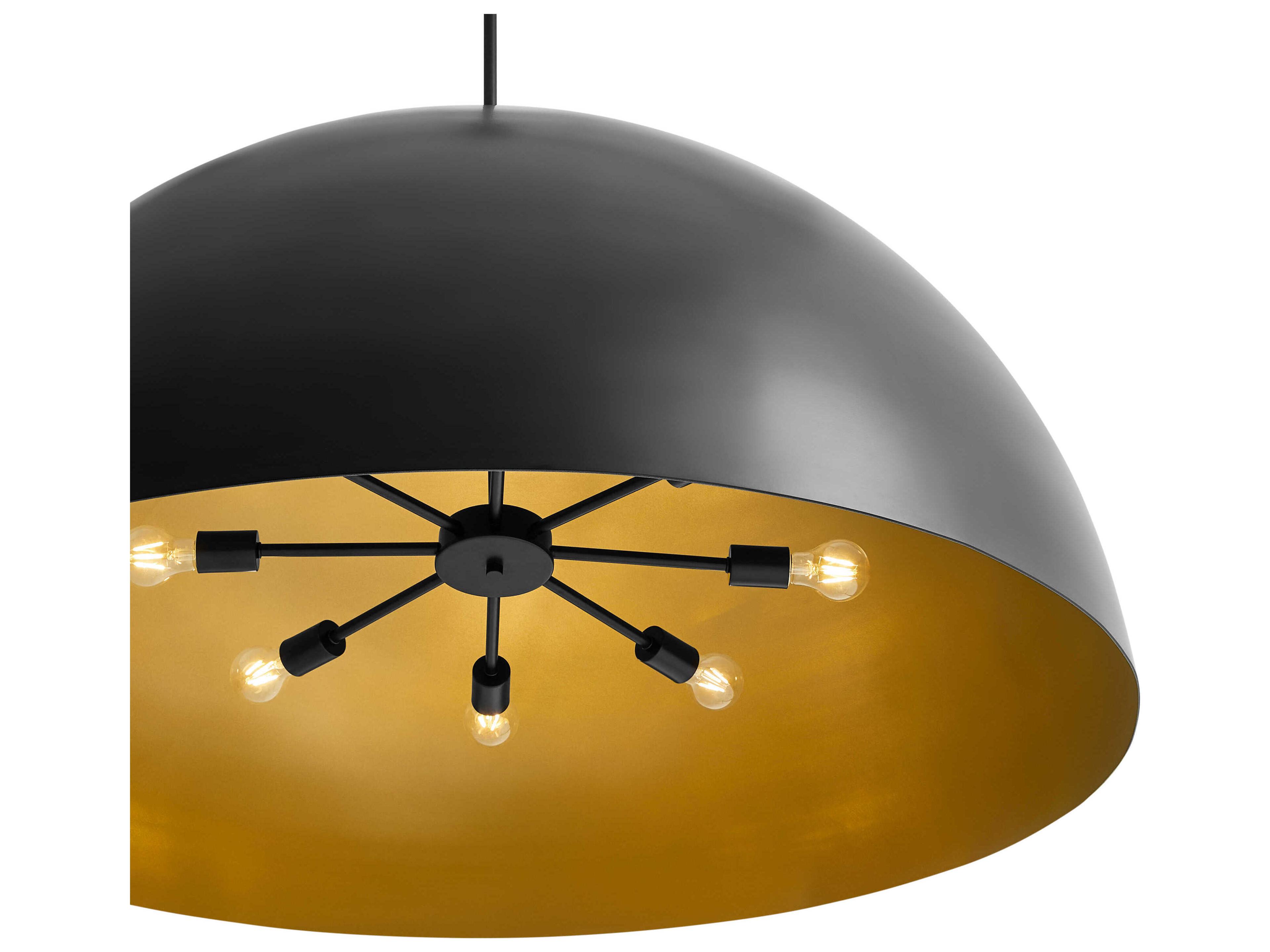 Justice Design Group Elias 8-Light Matte Black Champagne Gold Dome Pendant
