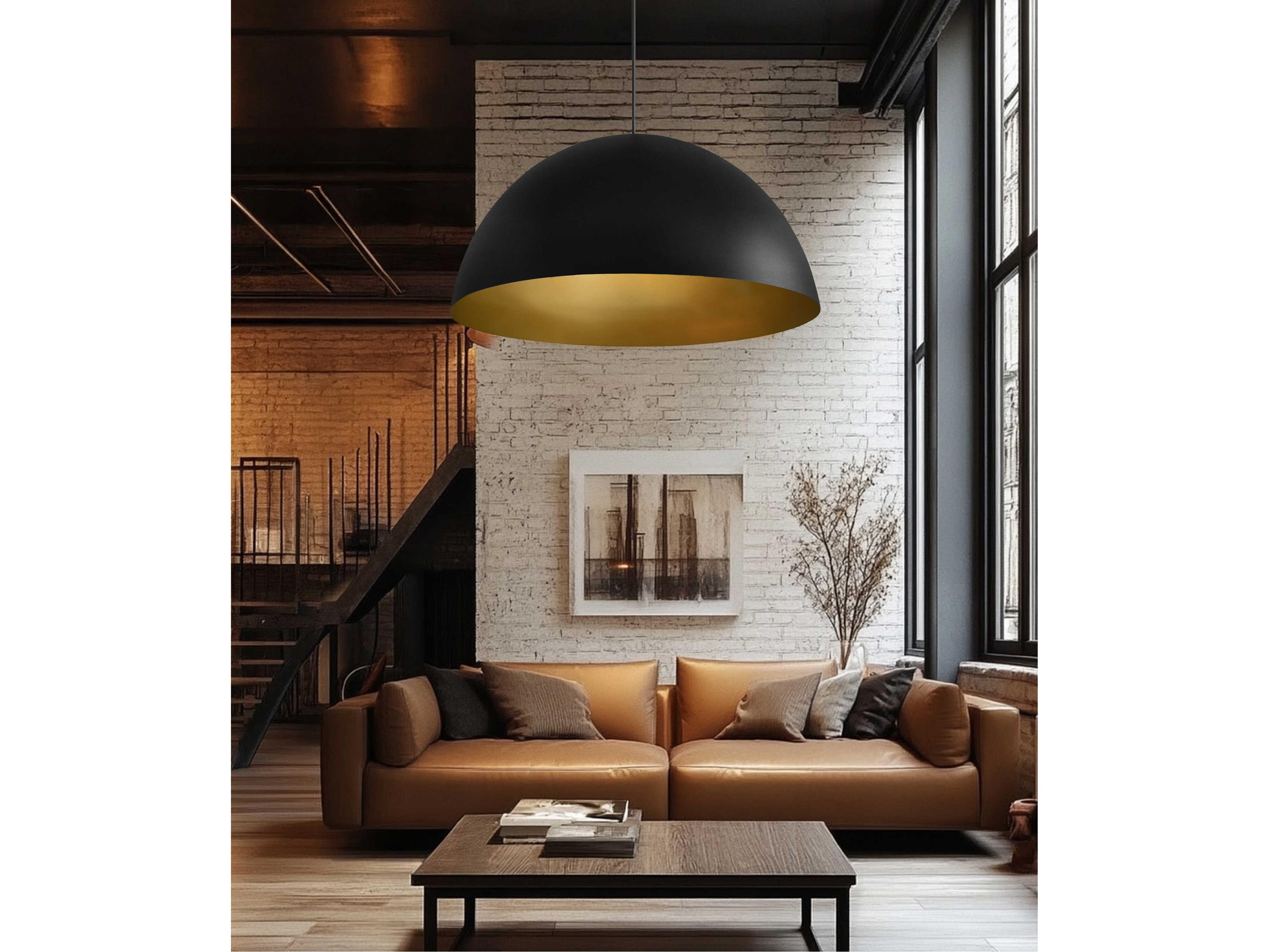 Justice Design Group Elias 8-Light Matte Black Champagne Gold Dome Pendant