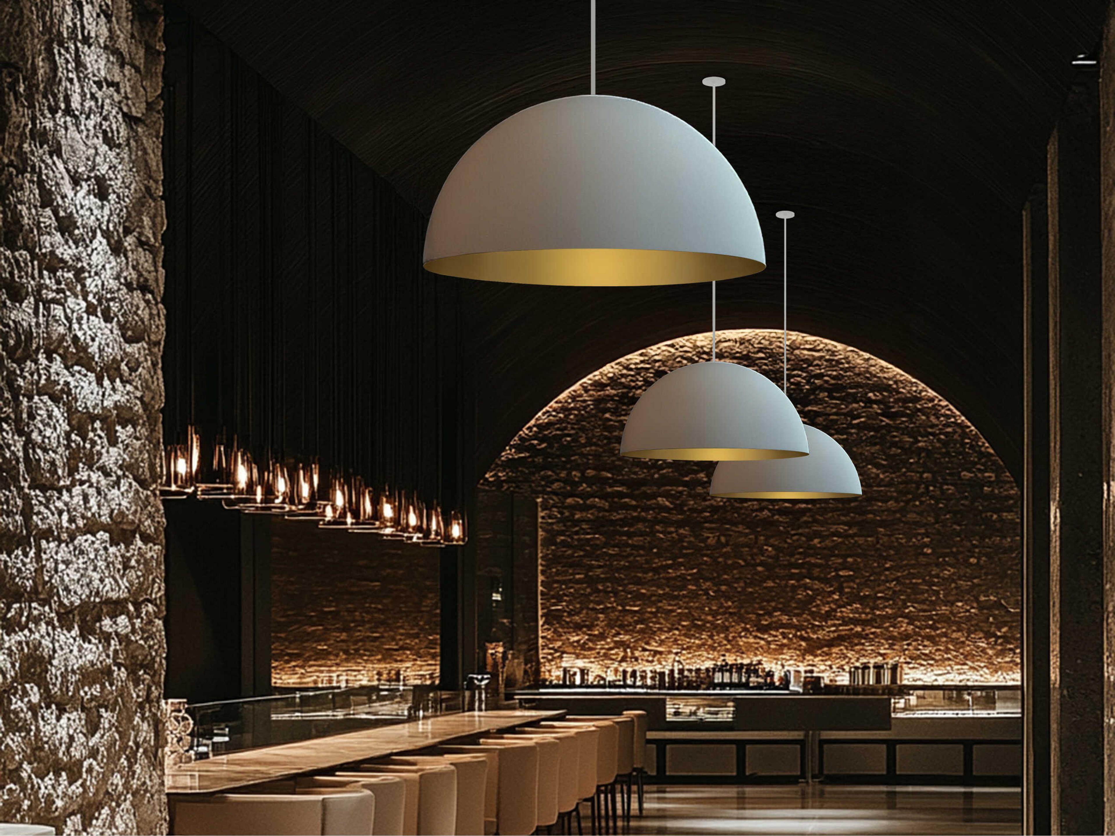 Justice Design Group Elias 8-Light Matte White Champagne Gold Dome Pendant