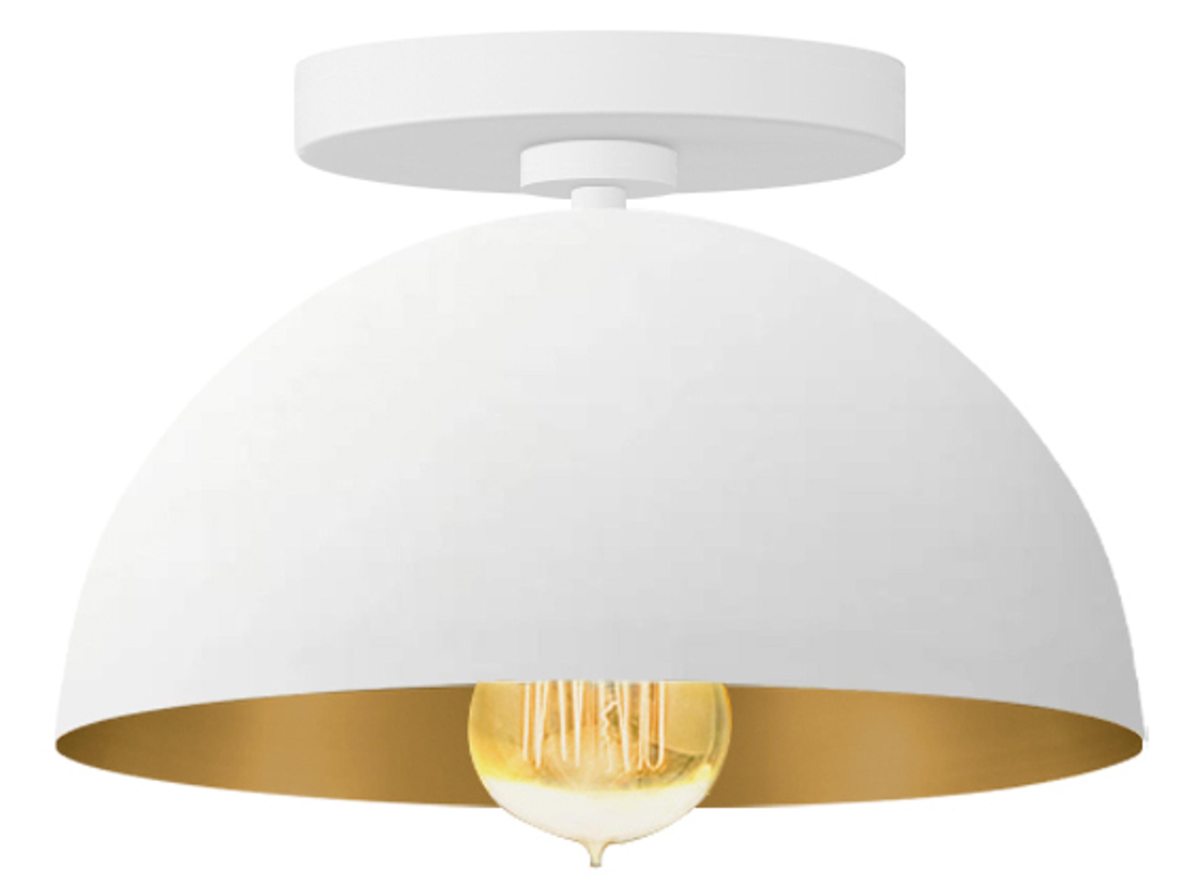 Elias 1-Light Matte White Champagne Gold Dome Semi Flush Mount