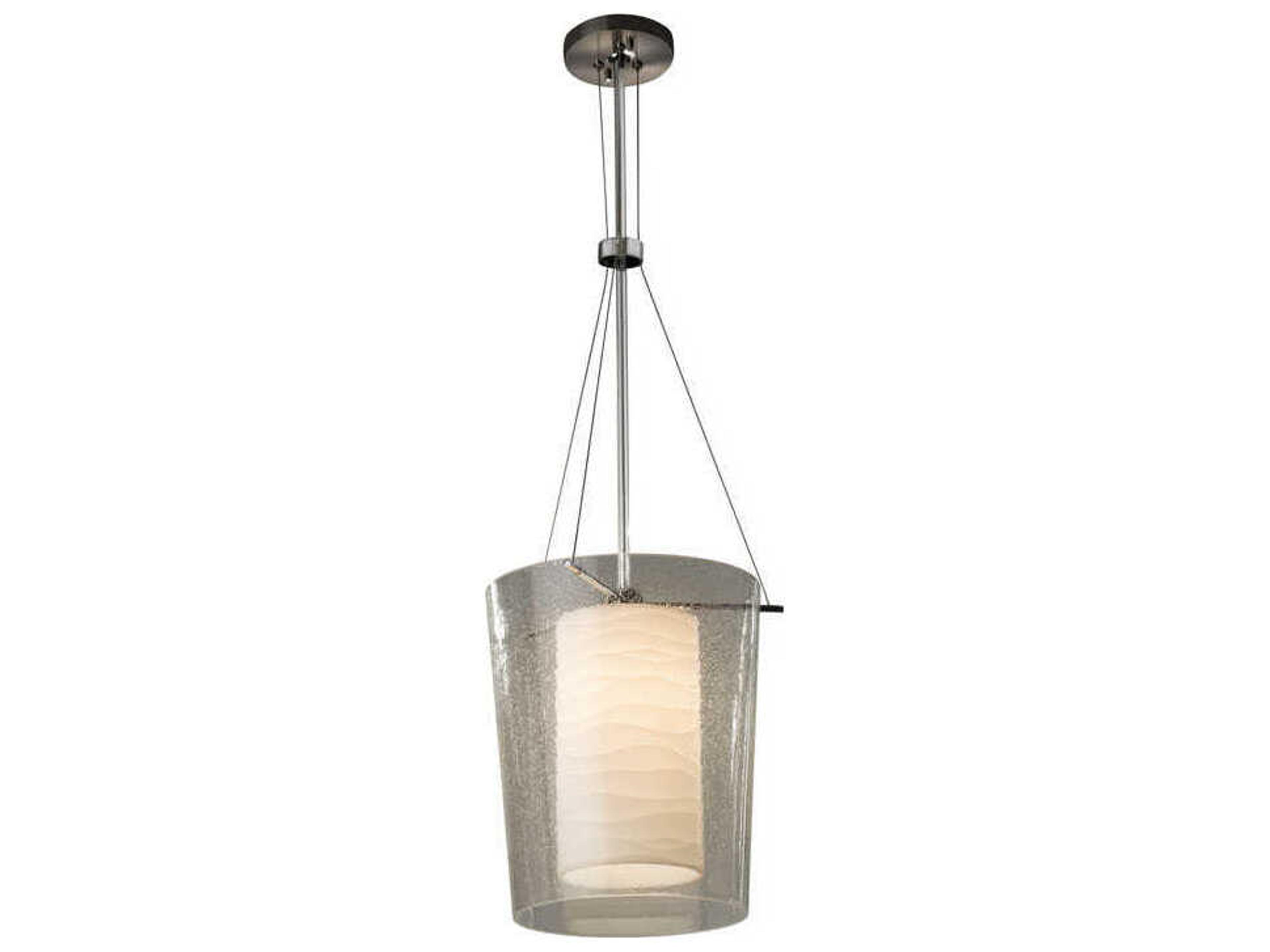 Porcelina Nickel Glass Cylinder Drum Mini Pendant