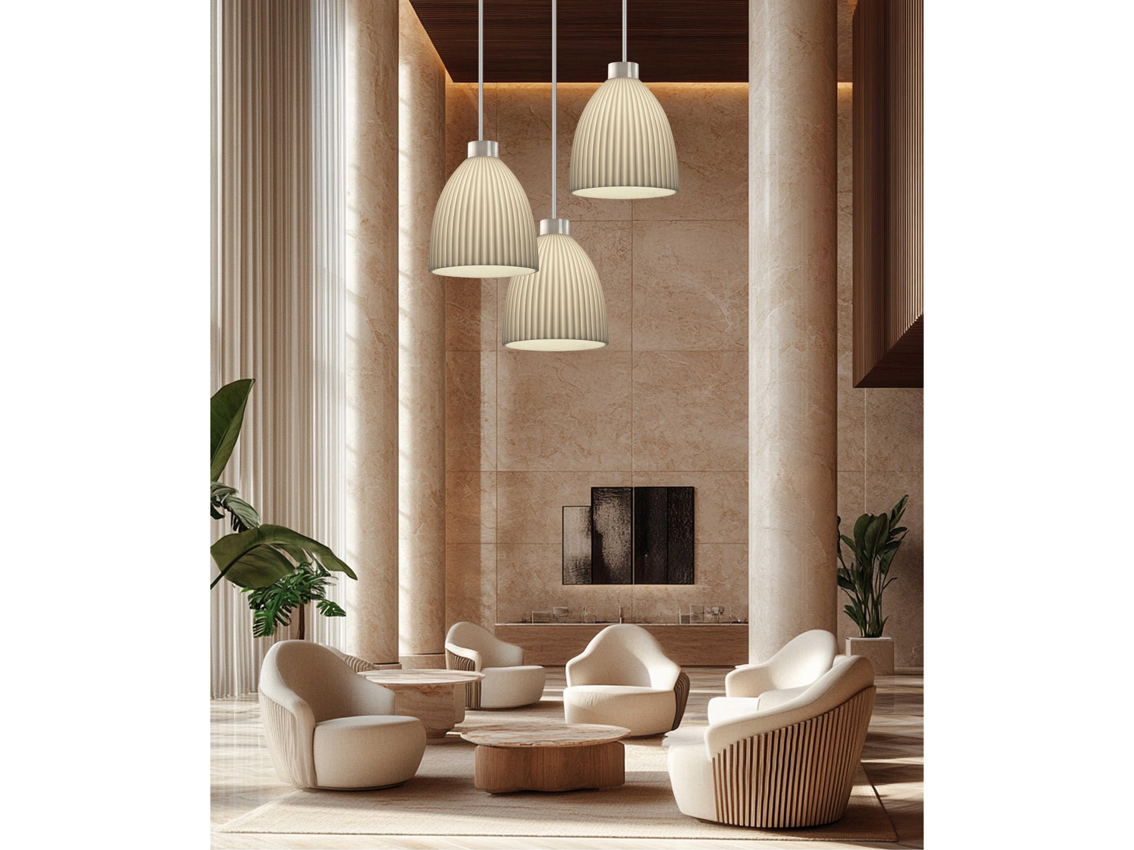 Justice Design Group Porcelina Impala 1-Light Brushed Nickel Silver Bell Pendant