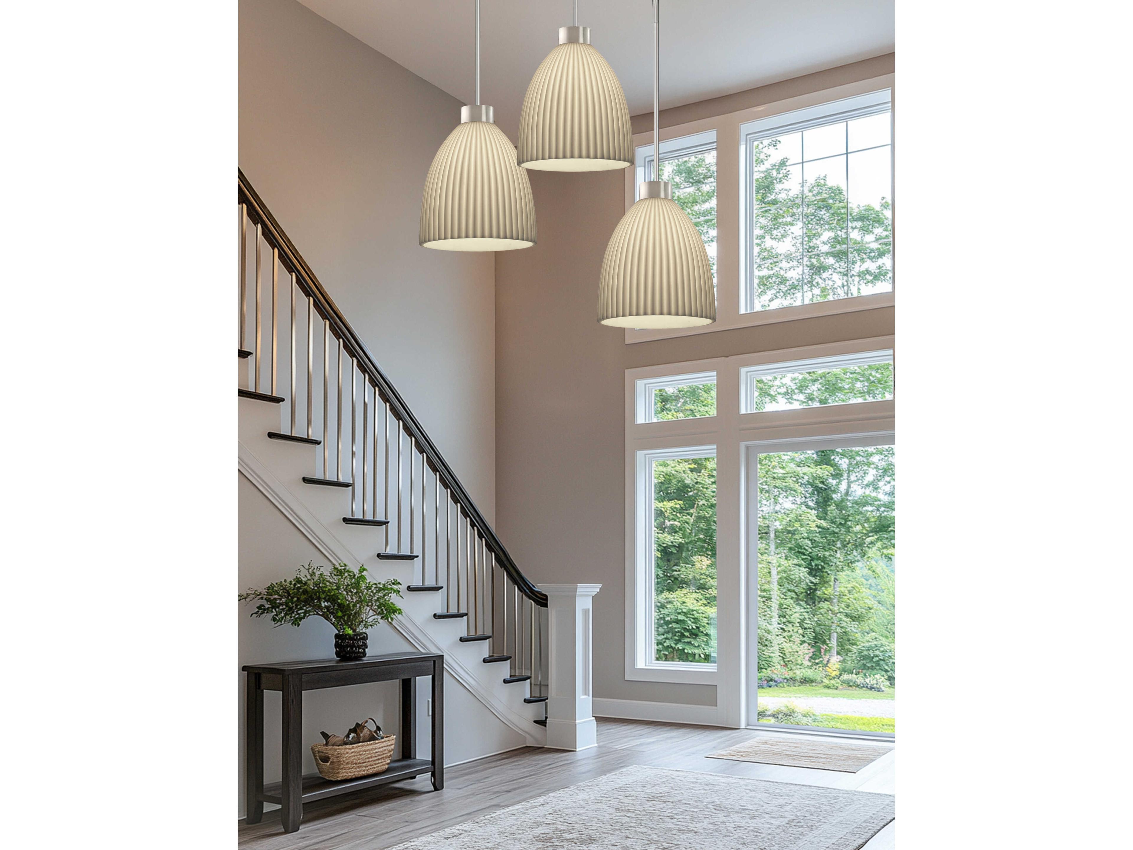 Justice Design Group Porcelina Impala 1-Light Brushed Nickel Silver Bell Pendant