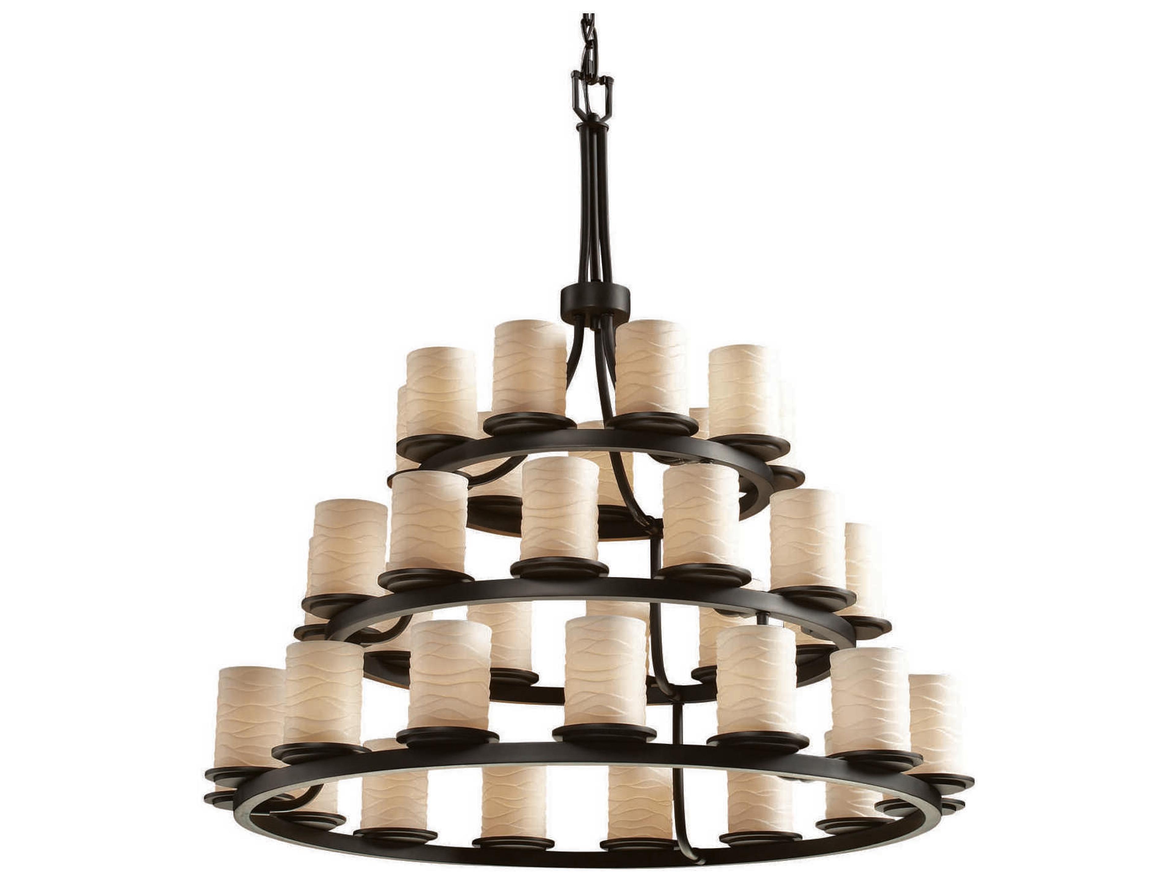 Justice Design Group Limoges 36-Light Bronze Cylinder Tiered Chandelier