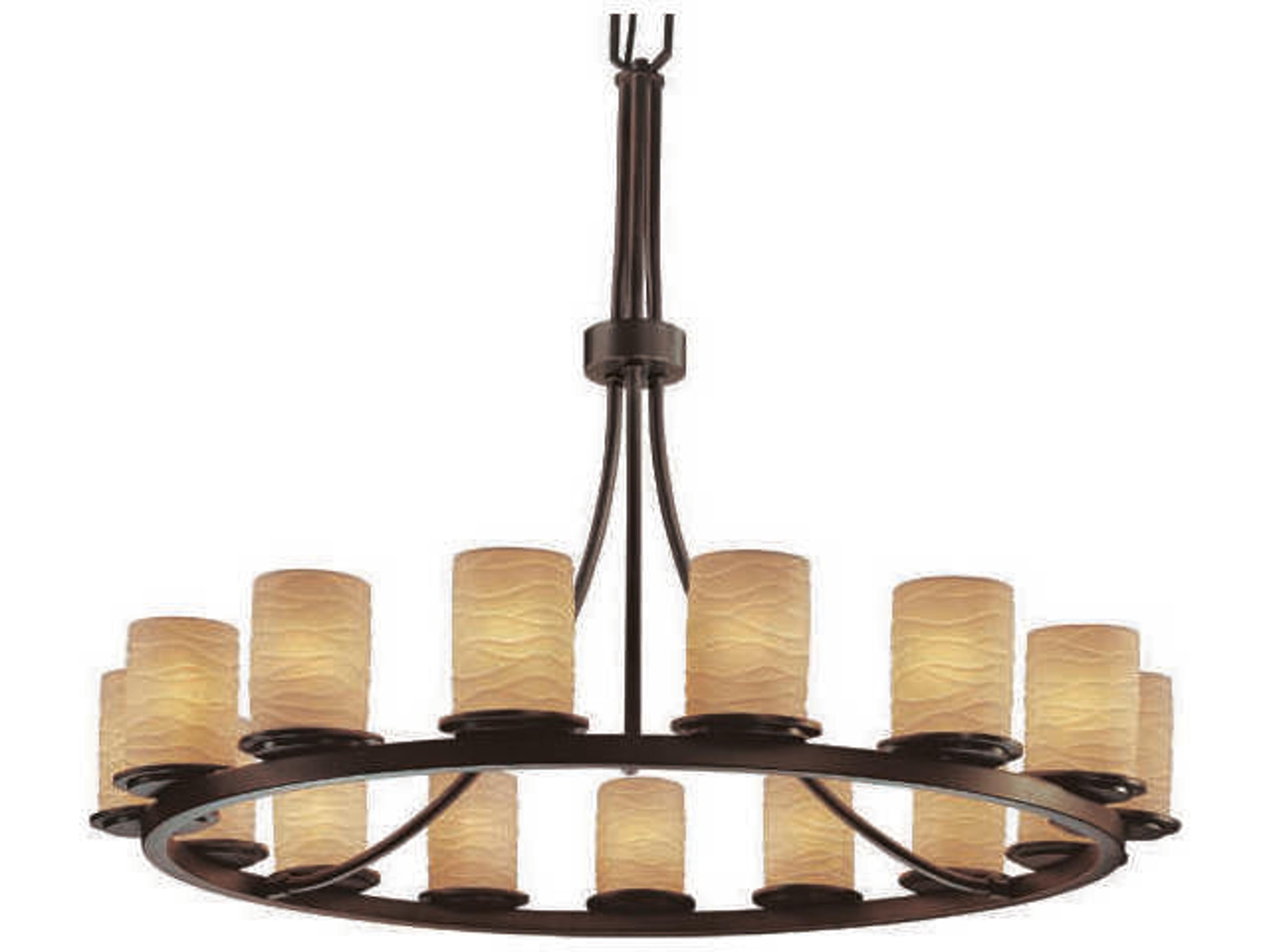 Limoges 15-Light Bronze Cylinder Chandelier