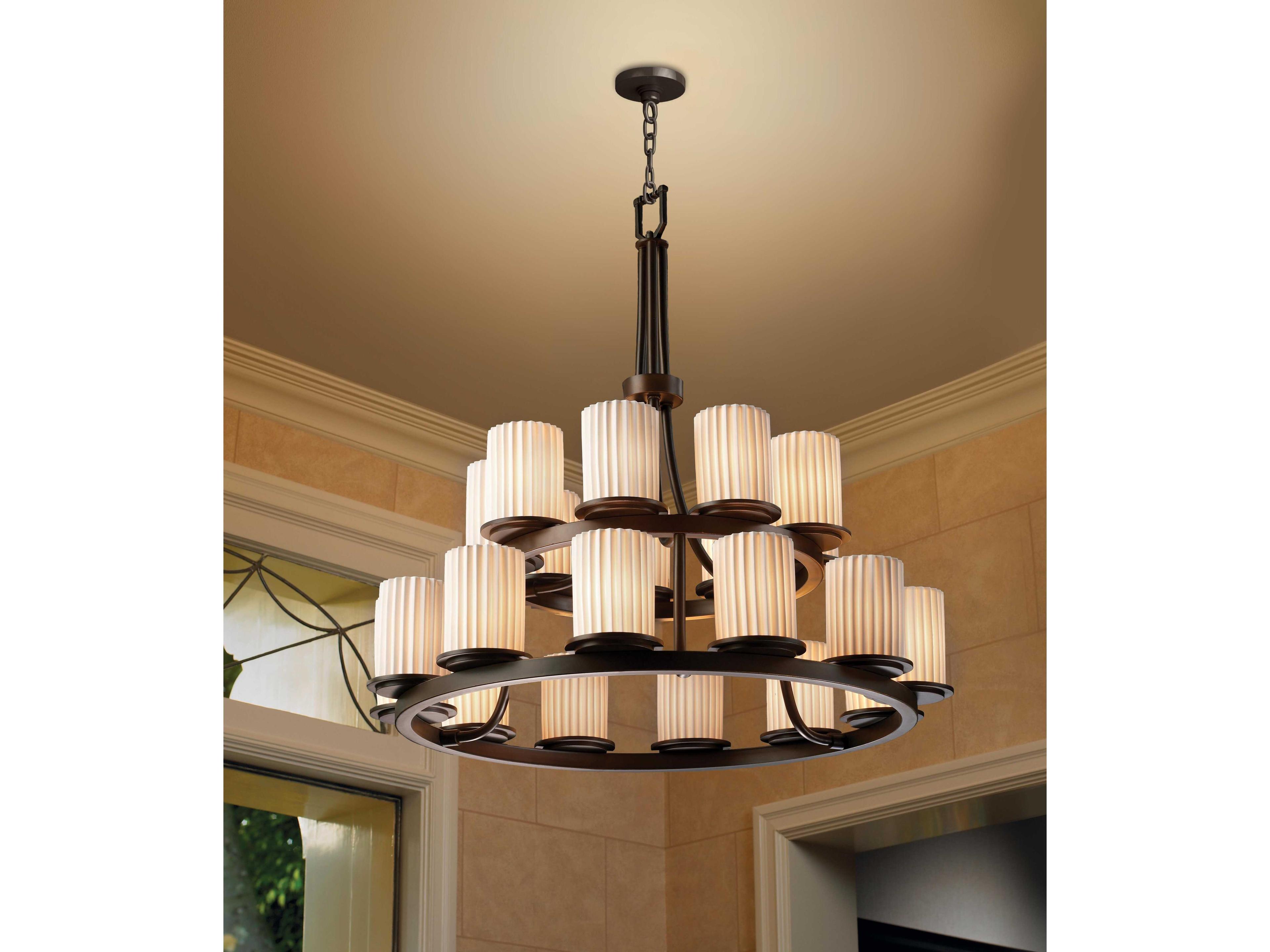 Justice Design Group Limoges 21-Light Black Cylinder Tiered Chandelier