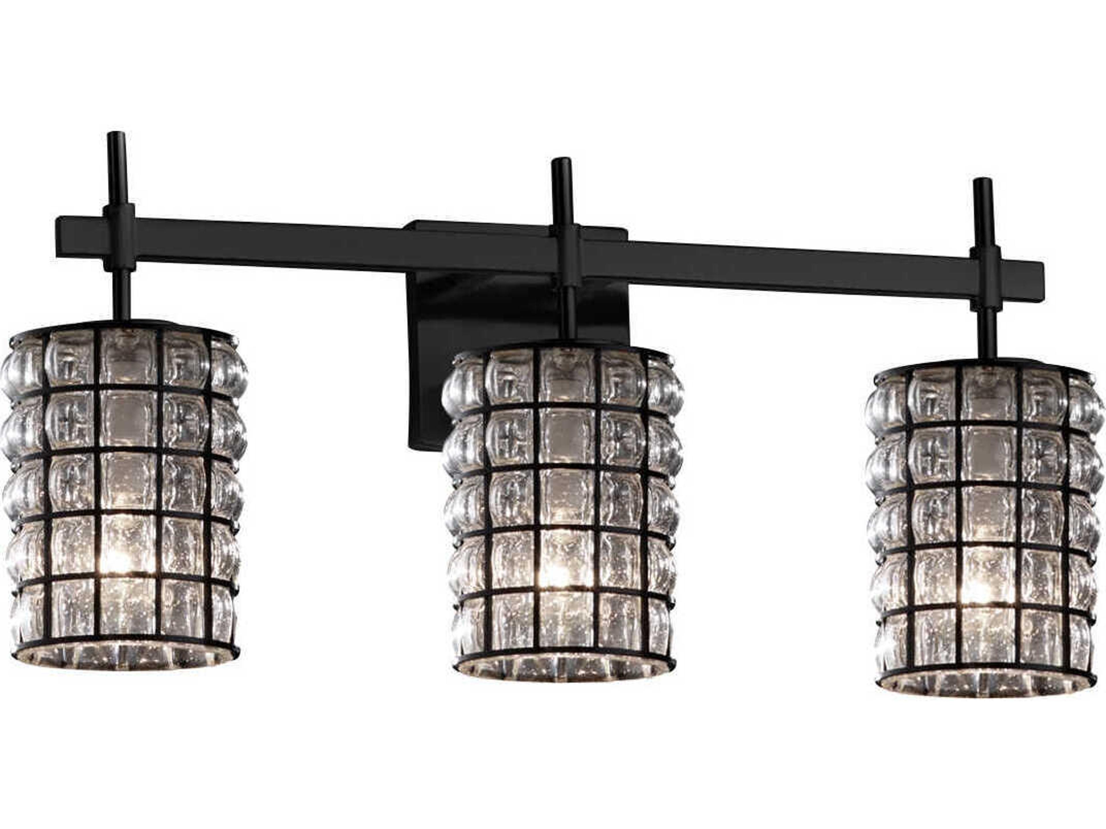Wire Glass 3-Light Black Vanity Light