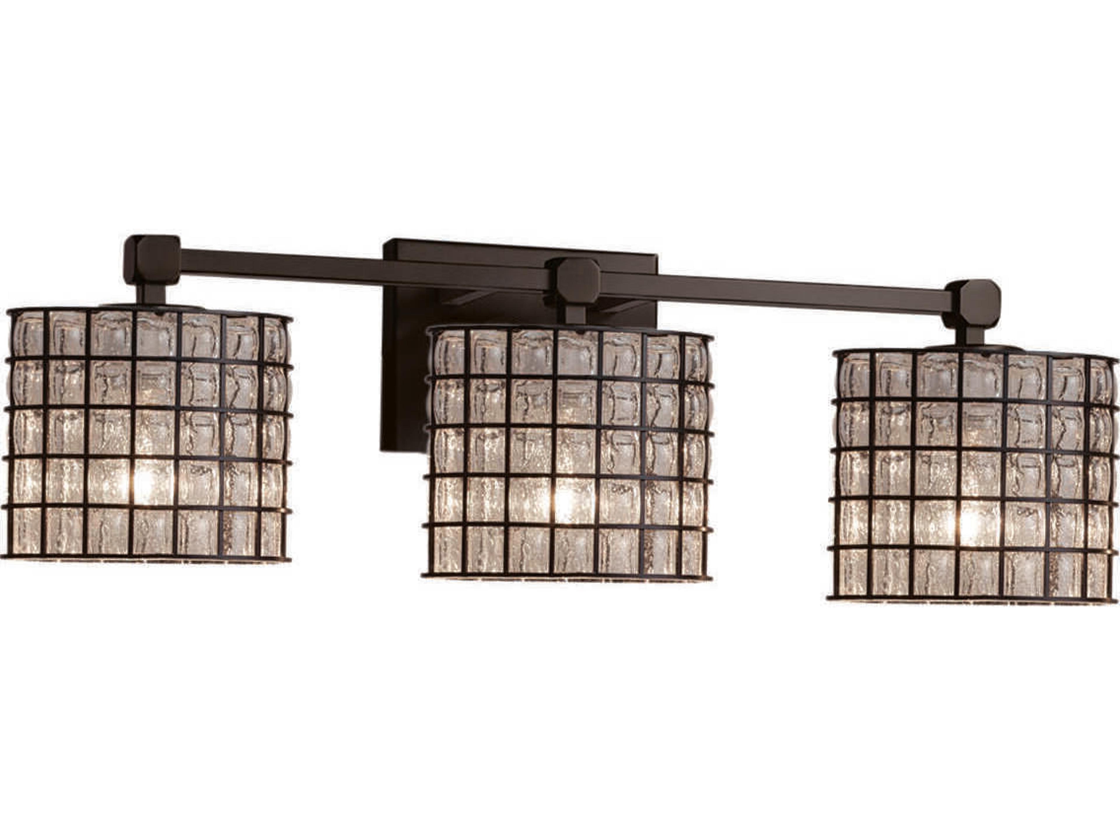 Wire Glass 3-Light Bronze Vanity Light