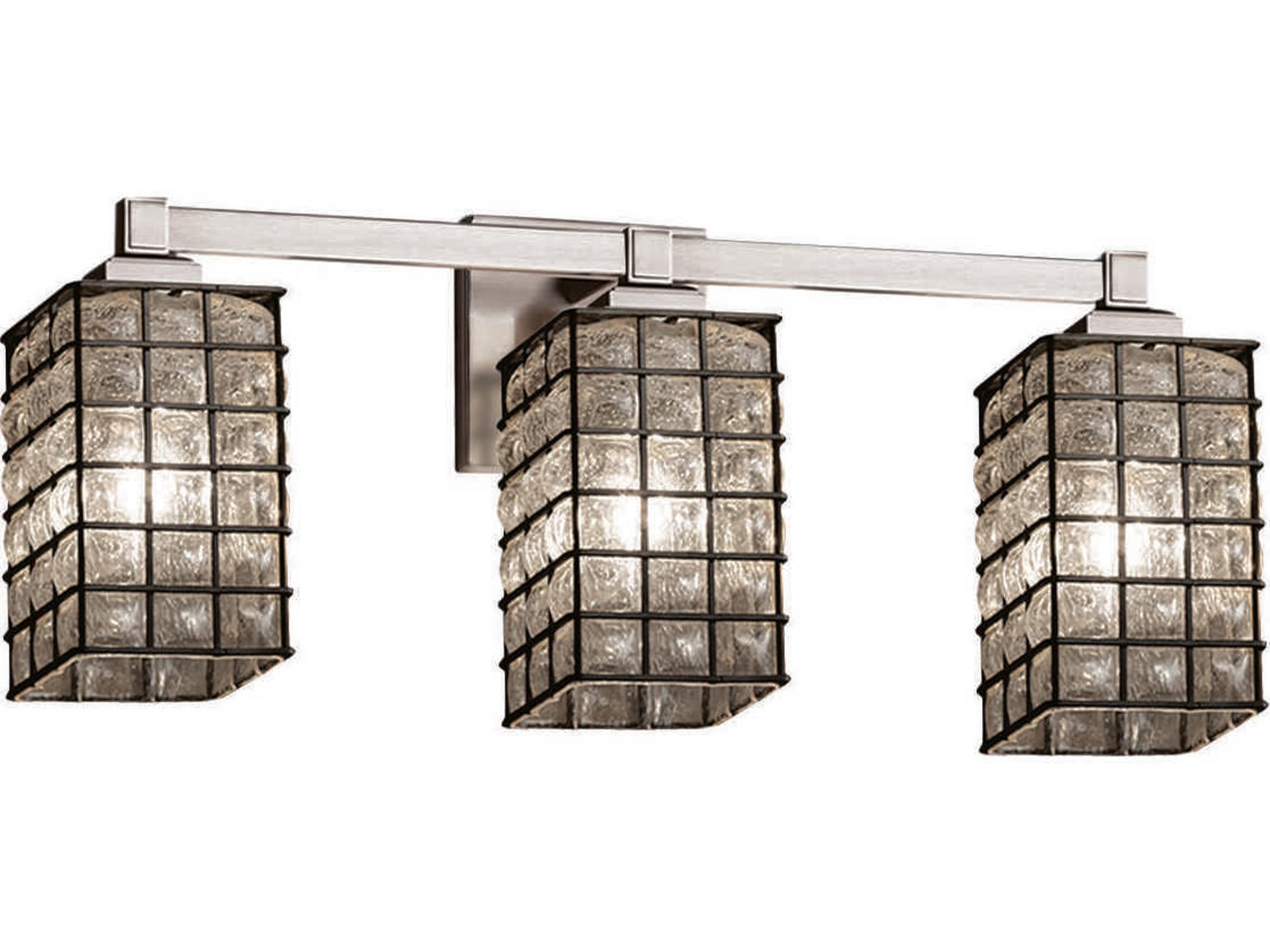 Wire Glass 3-Light Nickel Vanity Light