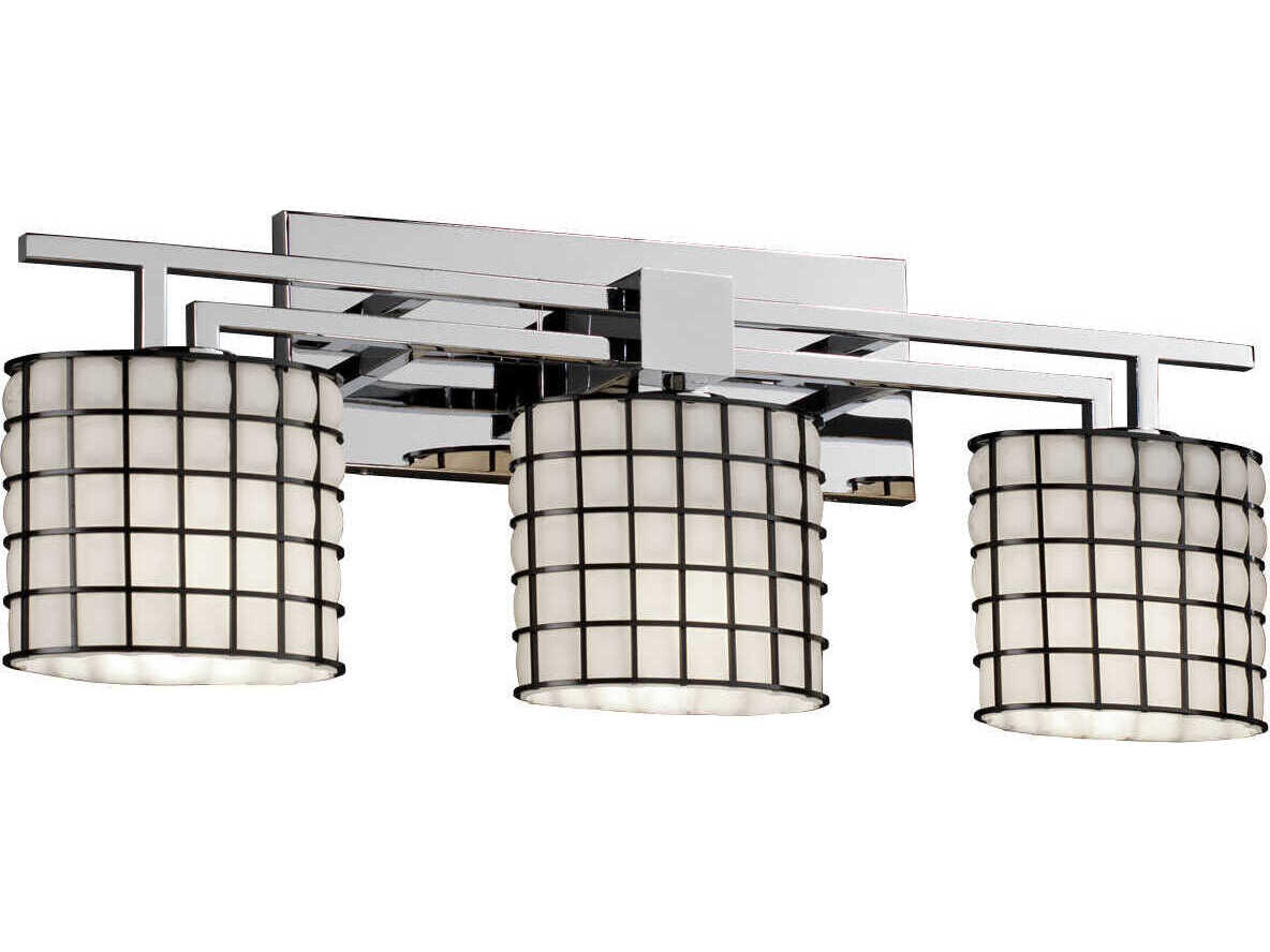 Wire Glass 3-Light Nickel Vanity Light