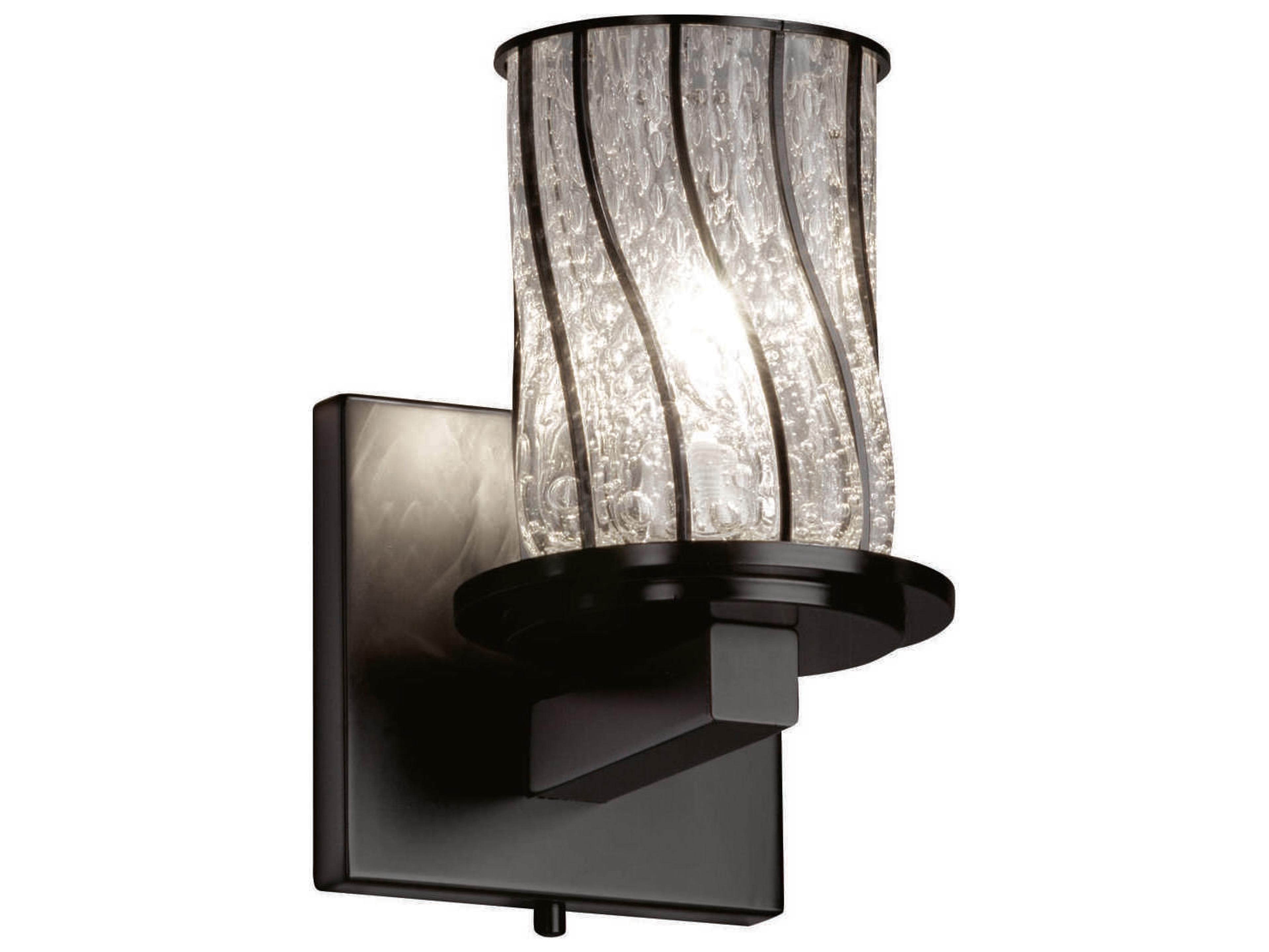 Wire Glass 1-Light Black Wall Sconce