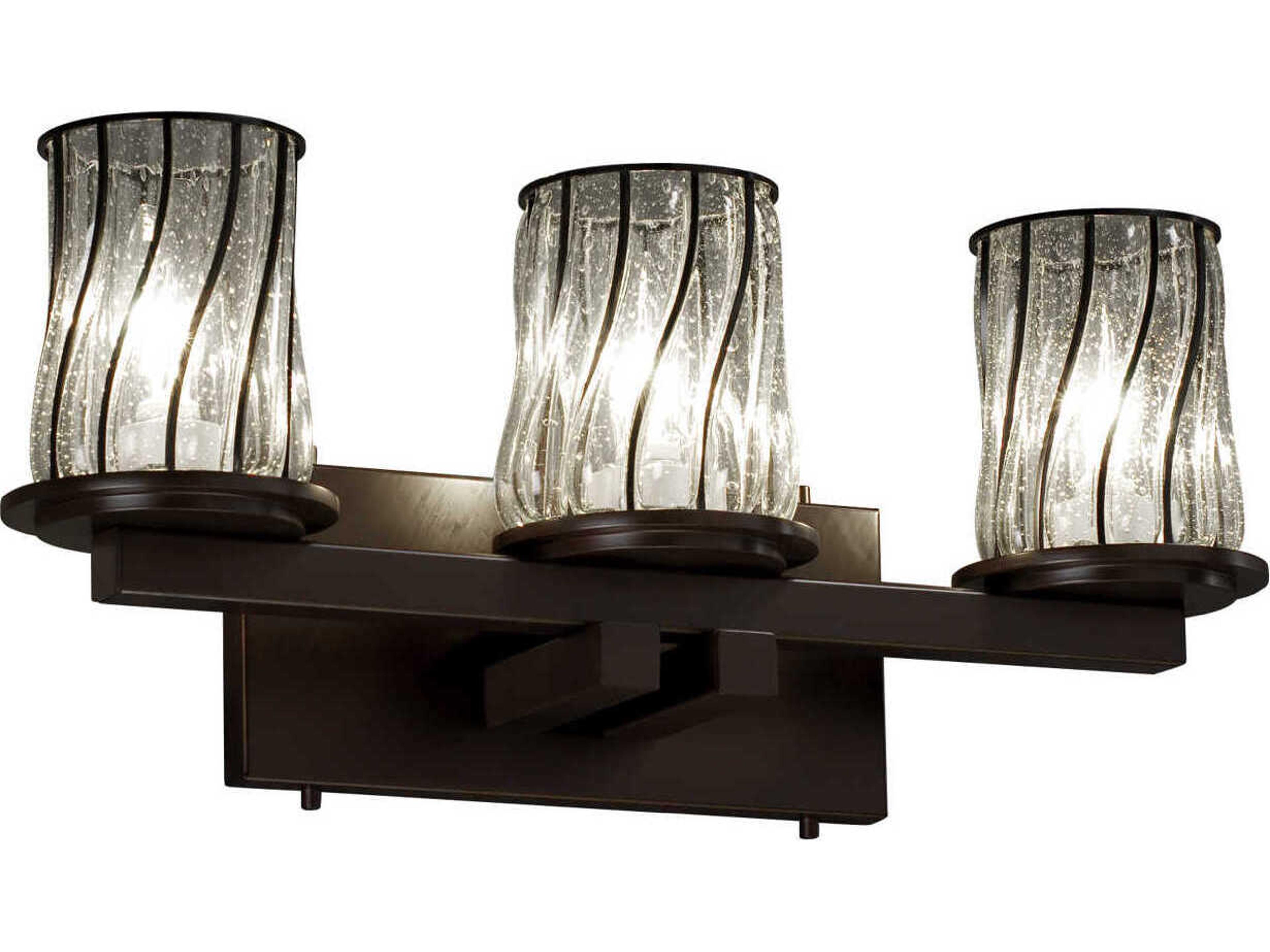 Wire Glass 3-Light Bronze Vanity Light