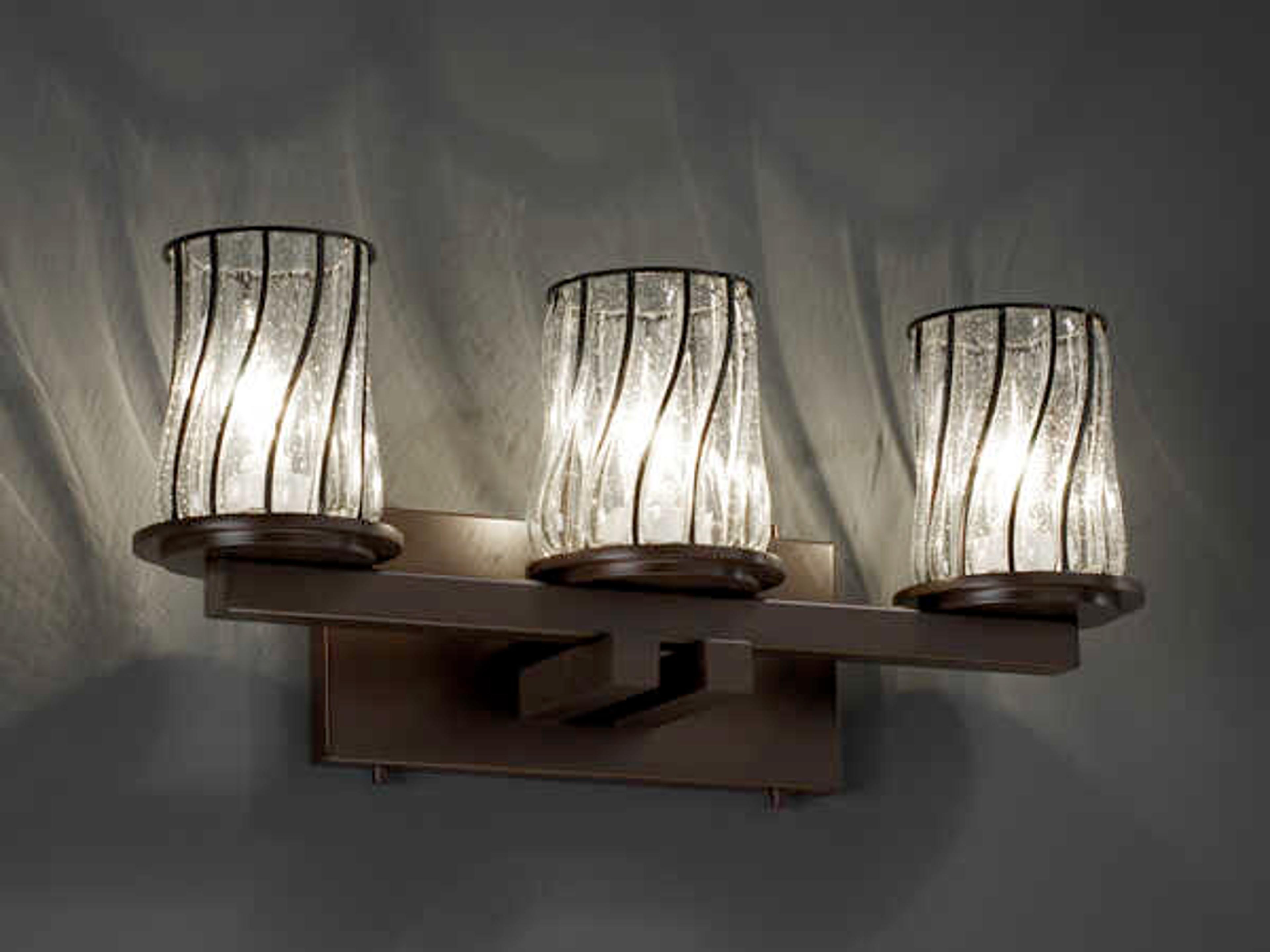 Justice Design Group Wire Glass 3-Light Bronze Vanity Light