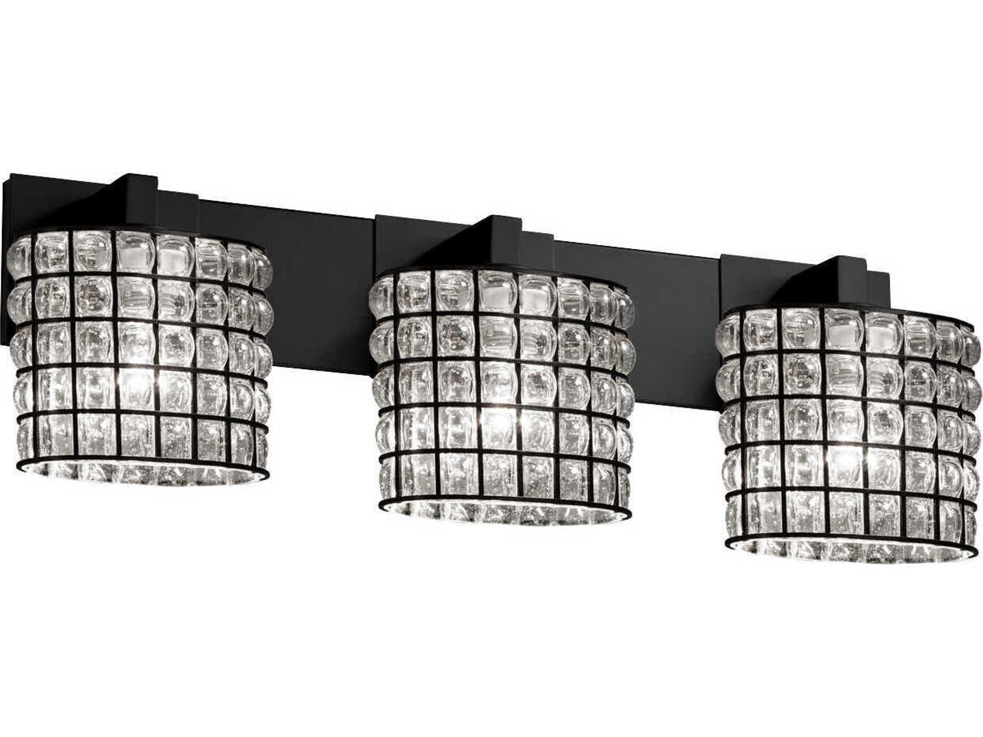Wire Glass 3-Light Black Vanity Light