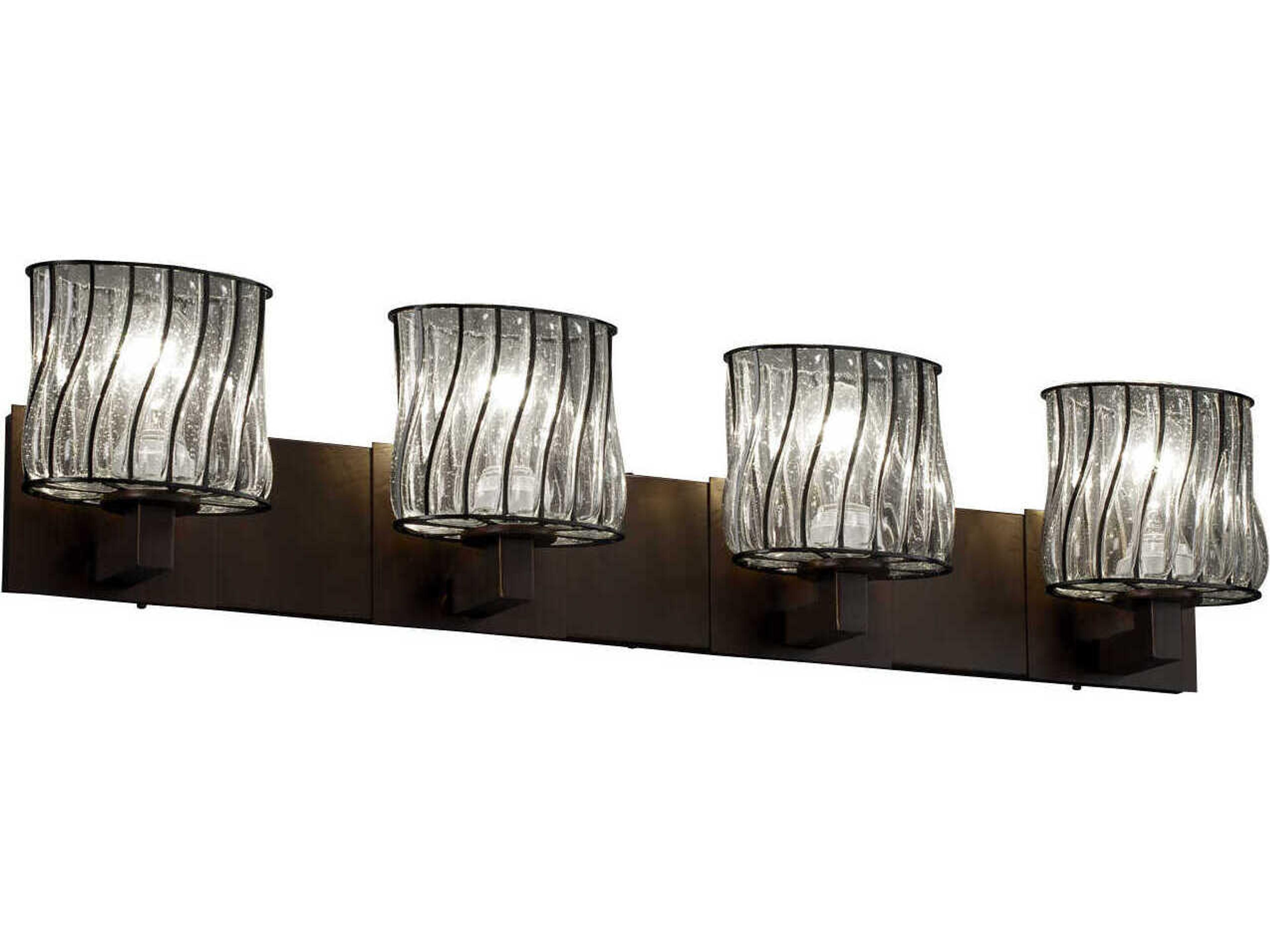 Wire Glass 4-Light Bronze Vanity Light