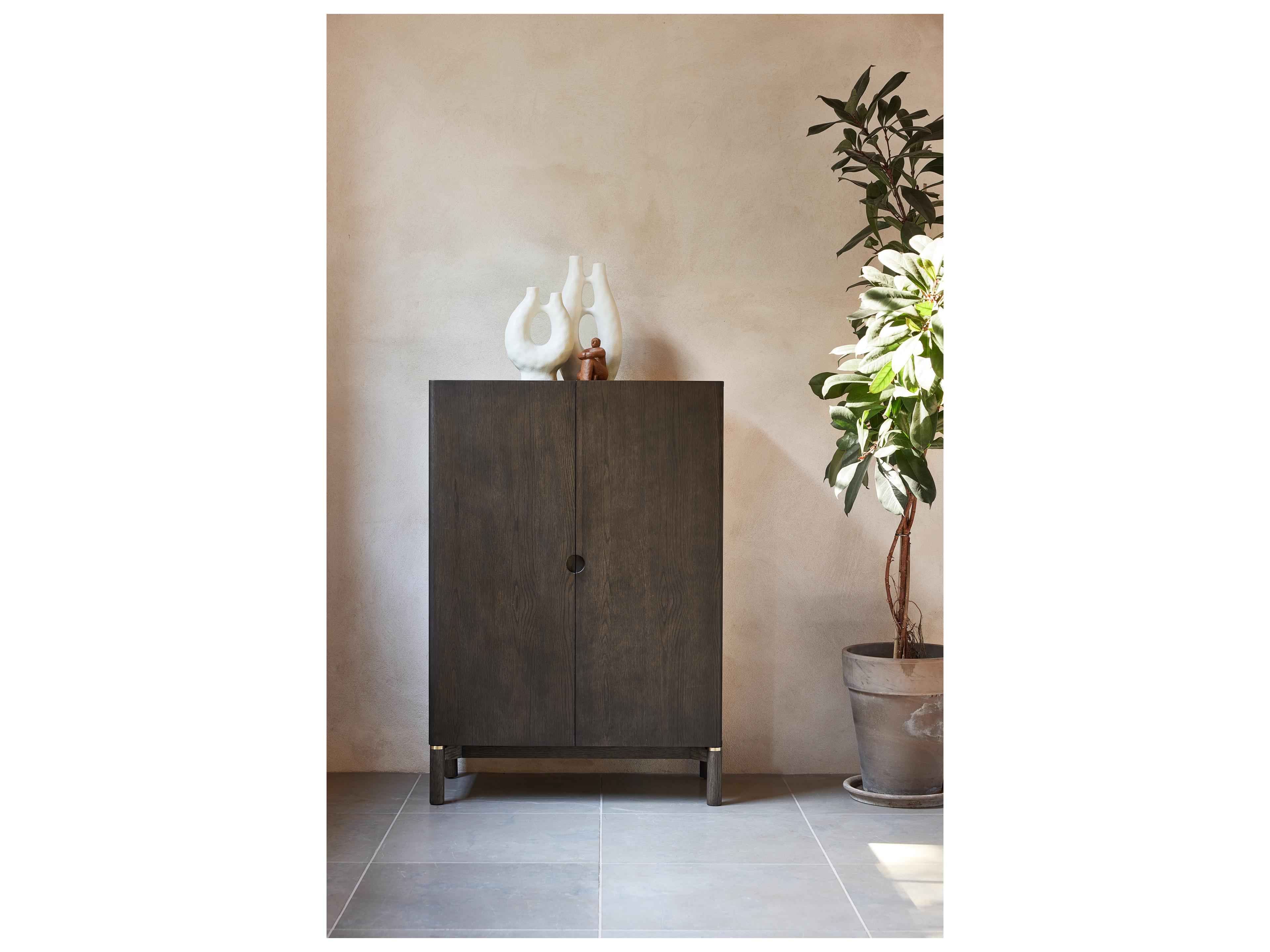 Unique Furniture Arun Oak Wood Display Cabinet