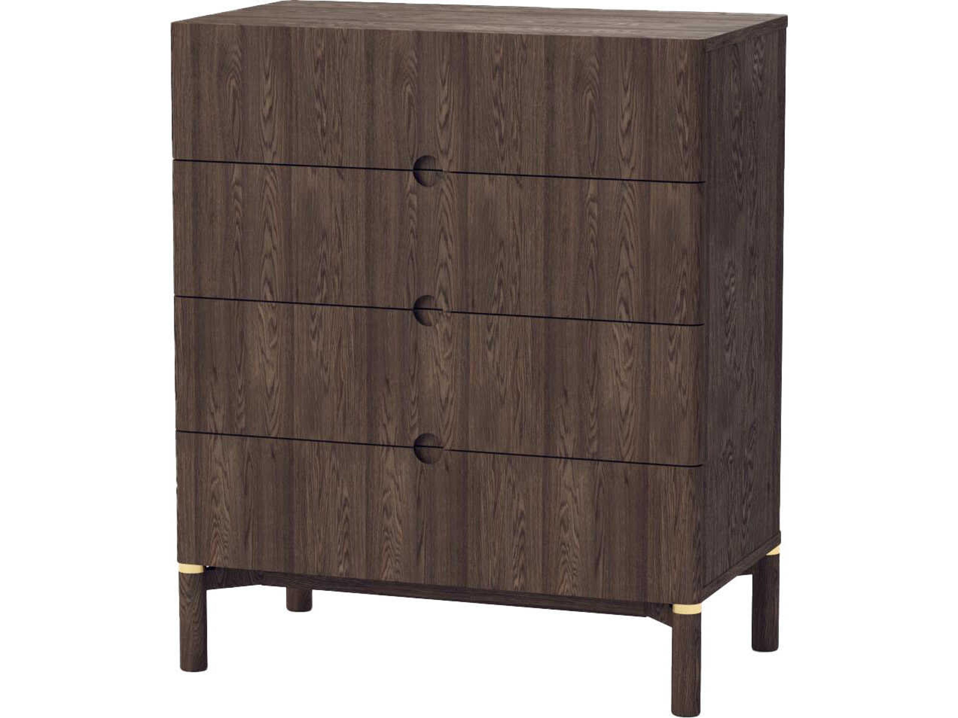 Arun 4-Drawers Brown Oak Wood Dresser