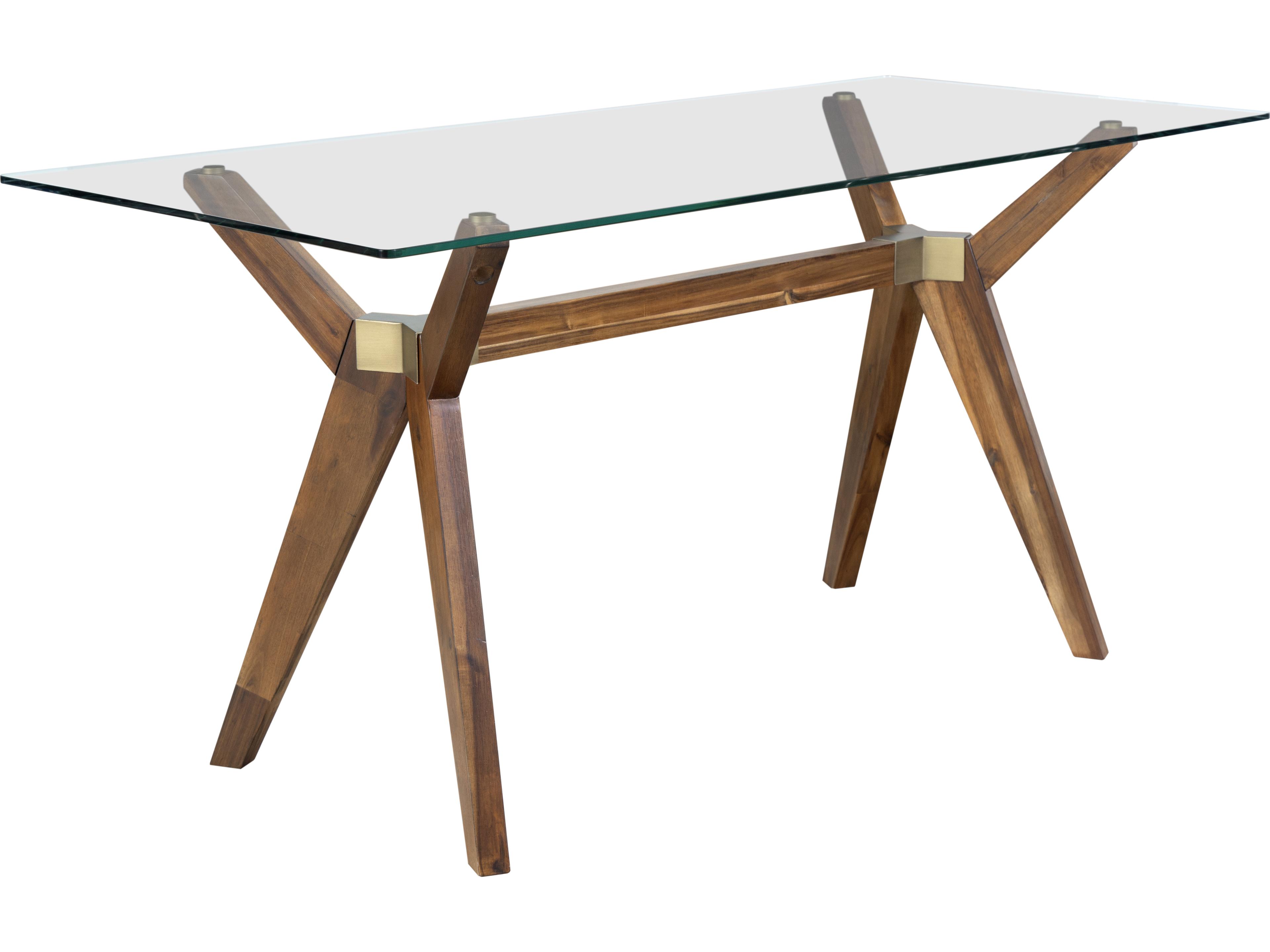 Denali Rectangular Glass Top Desk in Walnut Brown Wood