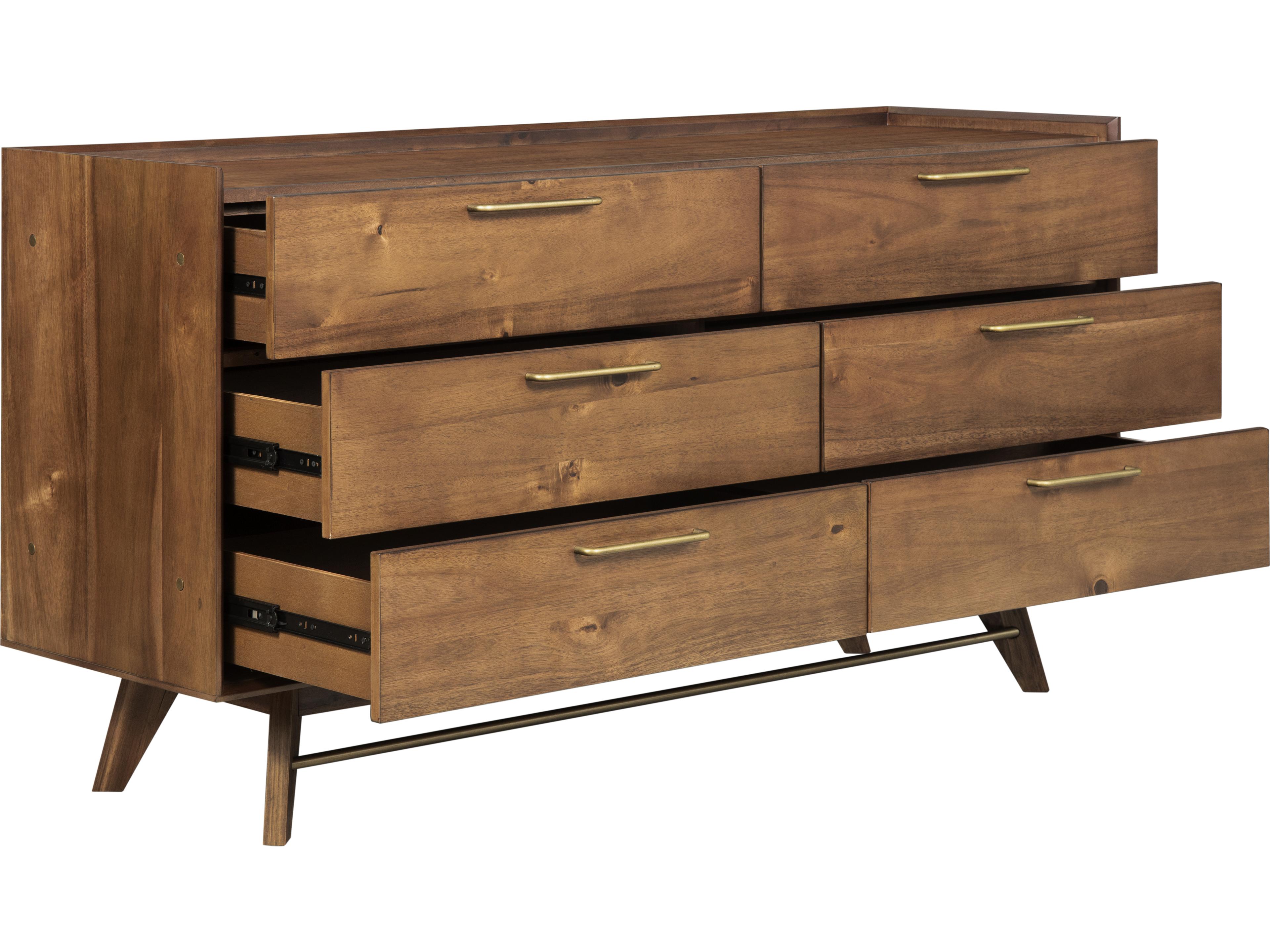 Unique Furniture Denali 6-Drawers Brown Acacia Wood Double Dresser