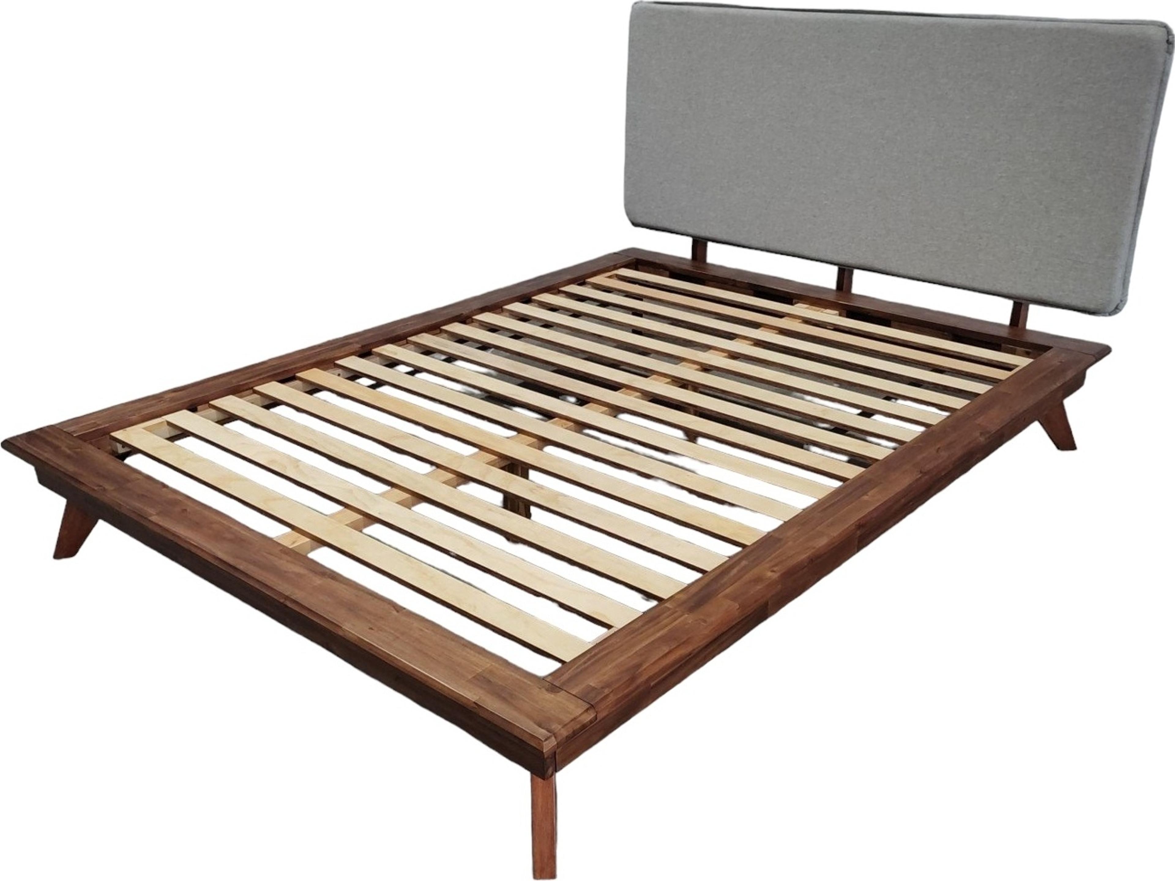 Unique Furniture Rainier Walnut Stain Brown Acacia Wood Queen Panel Bed