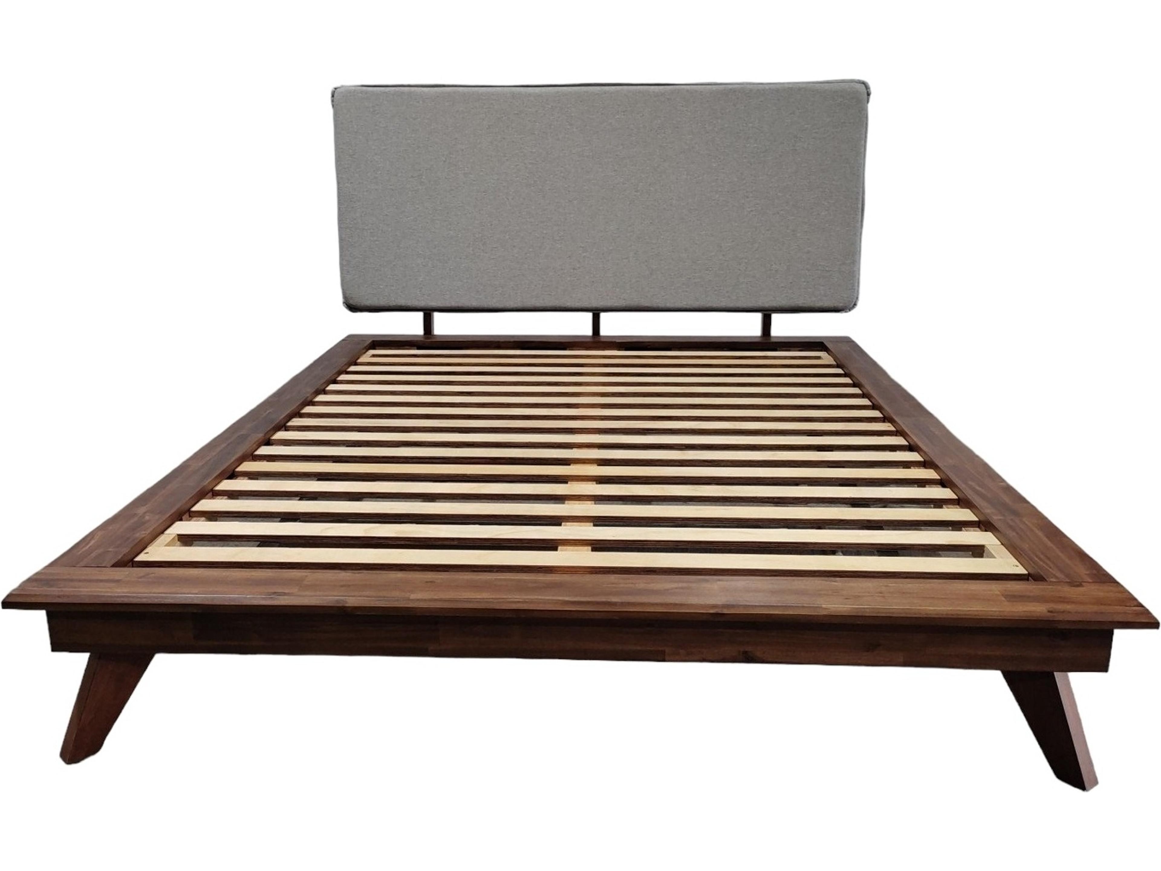 Unique Furniture Rainier Walnut Stain Brown Acacia Wood Queen Panel Bed