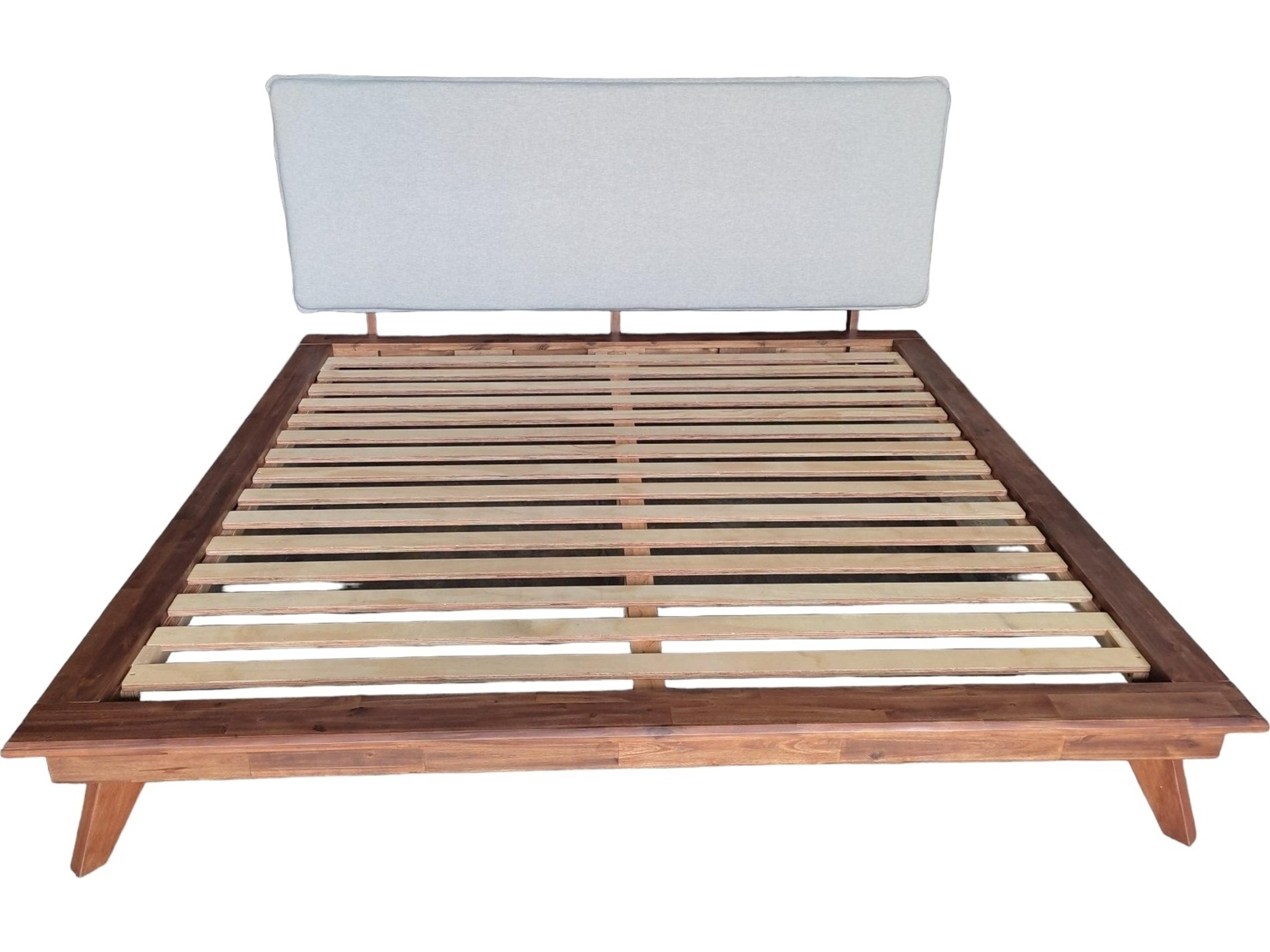 Unique Furniture Rainier Walnut Stain Brown Acacia Wood Queen Panel Bed