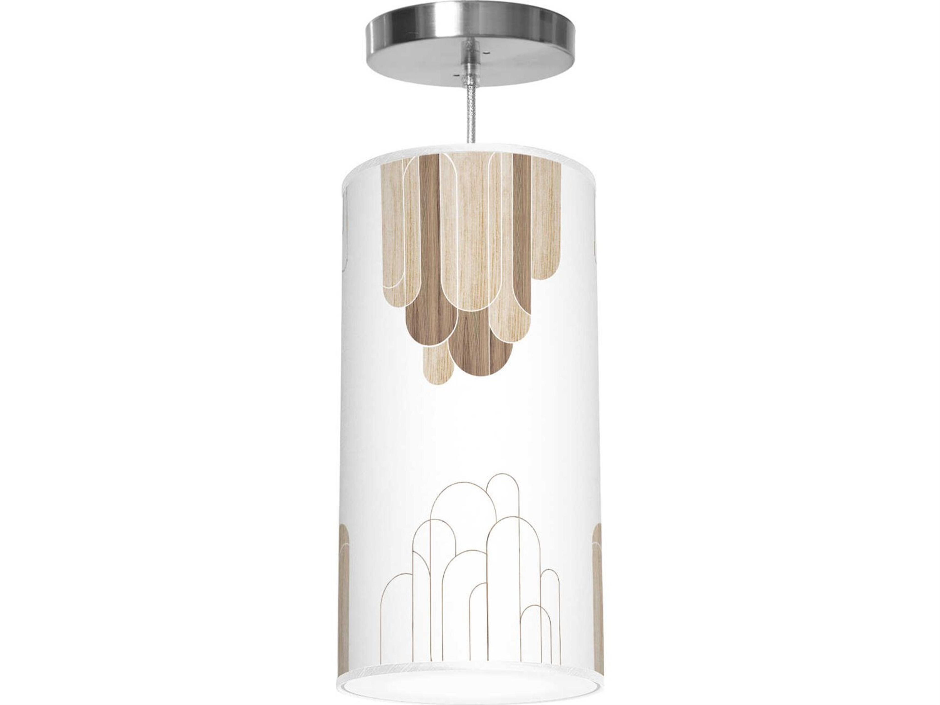 Arch Printed Lisha 1-Light Brown Cylinder Mini Pendant