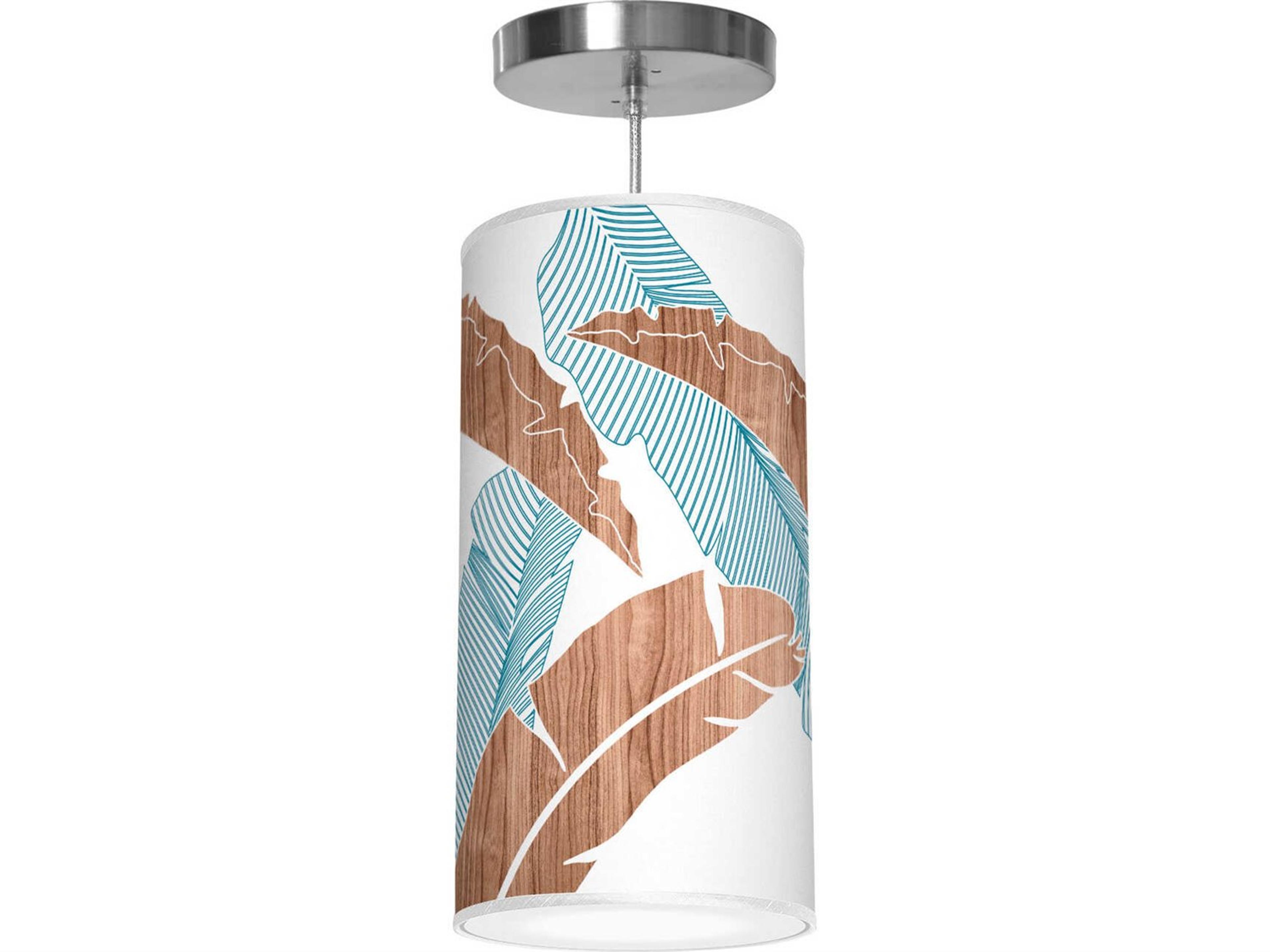 Banana Printed Lisha 1-Light Blue Cylinder Mini Pendant