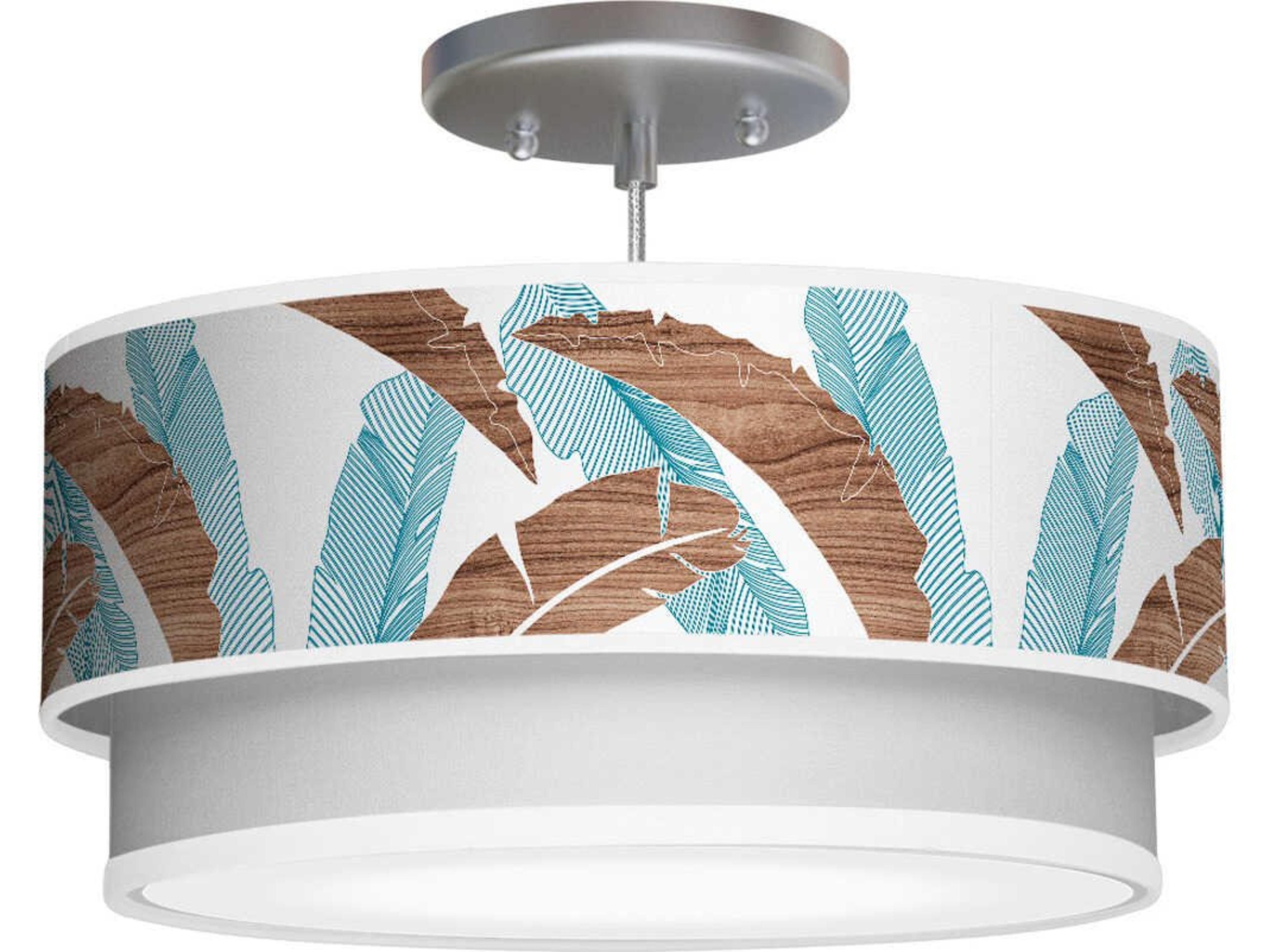 Banana Printed Luther 1-Light Blue Drum Tiered Pendant