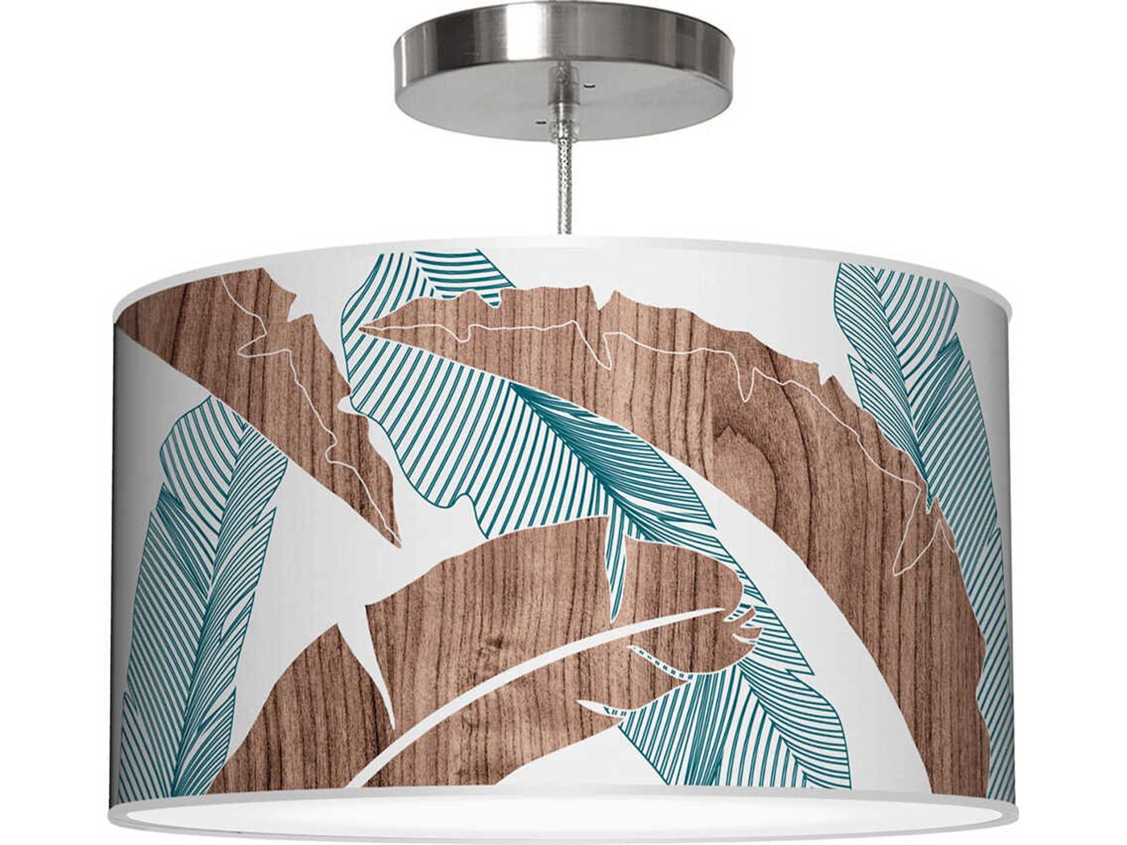 Banana Printed Thao 1-Light Blue Drum Pendant