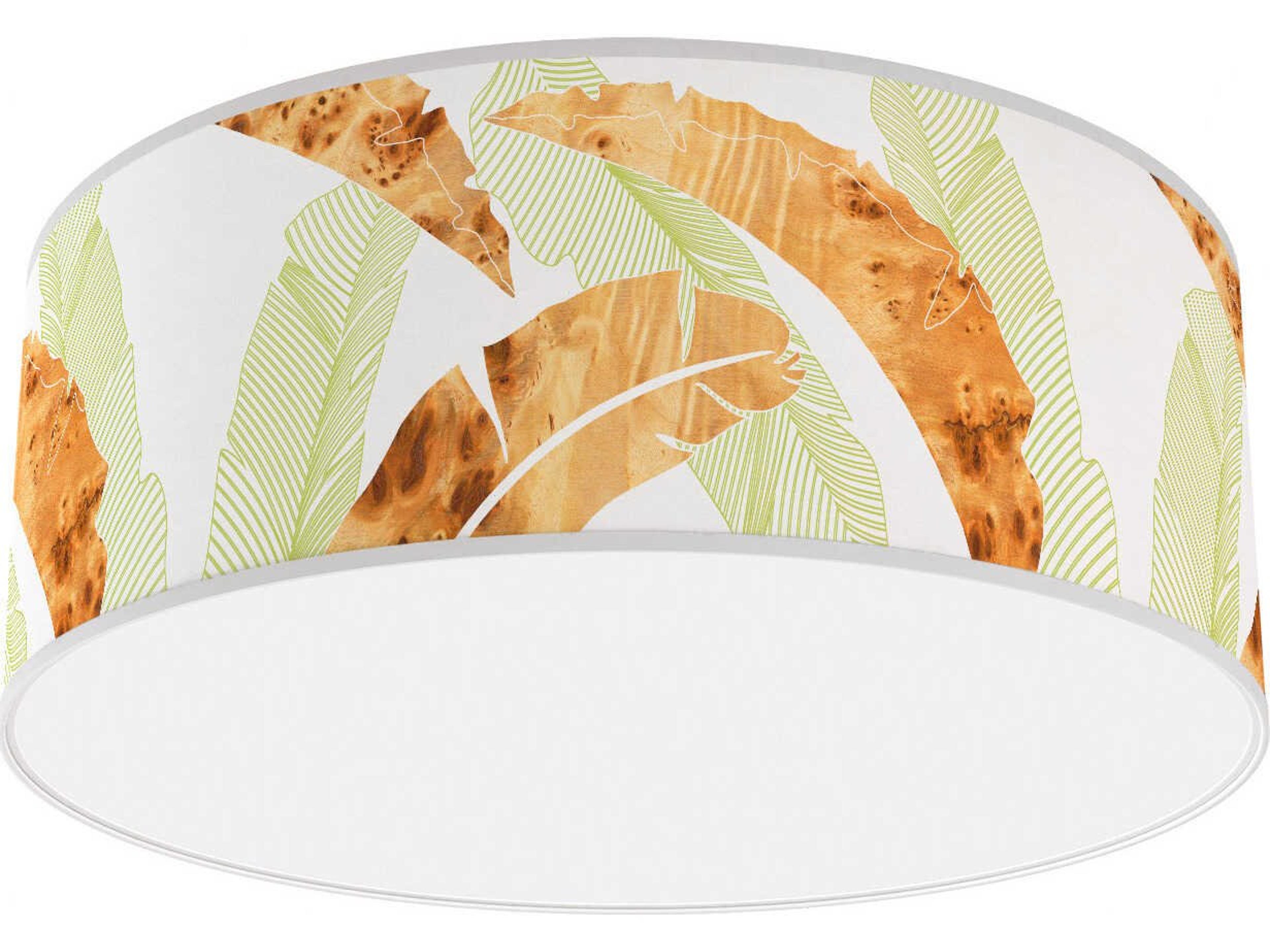 Banana Printed Andrea 1-Light Green Drum Flush Mount