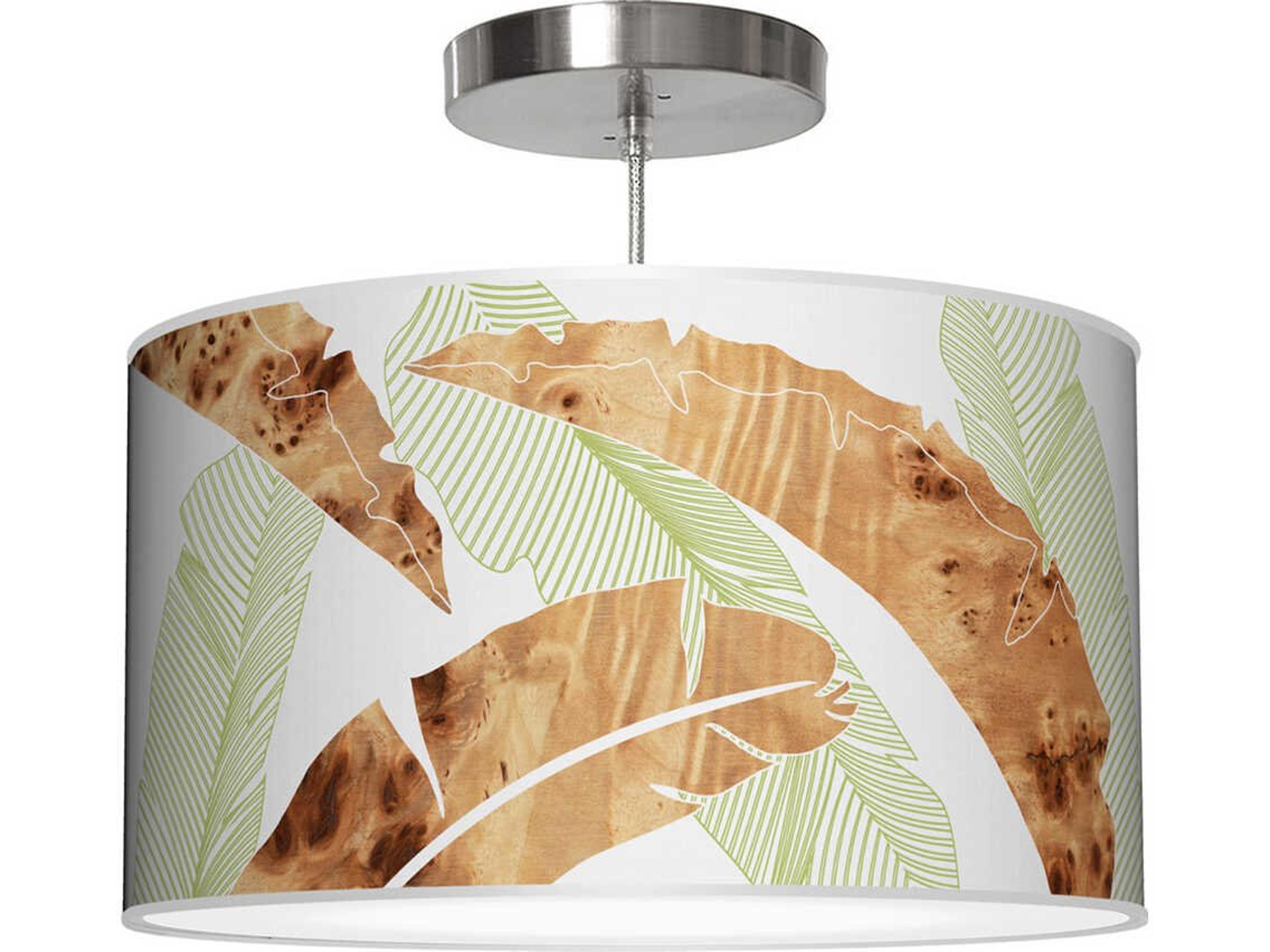 Banana Printed Thao 1-Light Green Drum Pendant