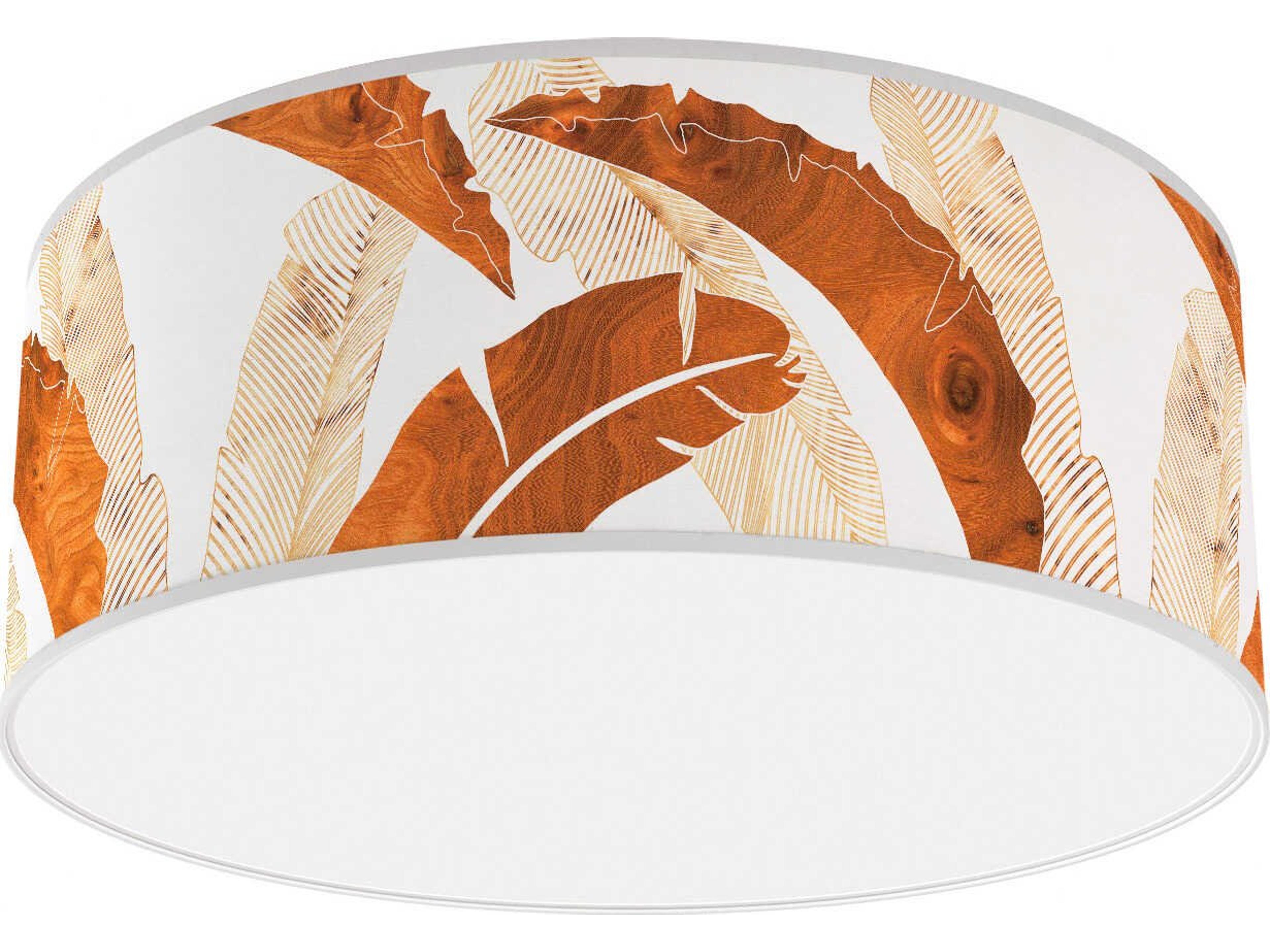 Banana Printed Andrea 1-Light Brown Drum Flush Mount