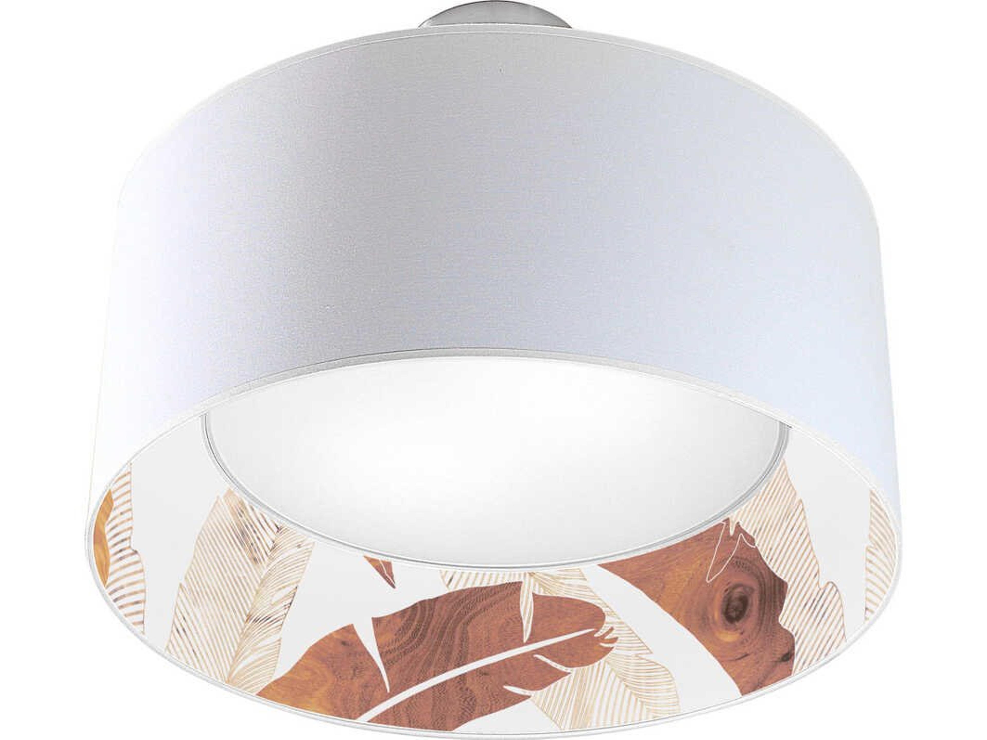 Banana Printed Inny 2-Light White Drum Flush Mount