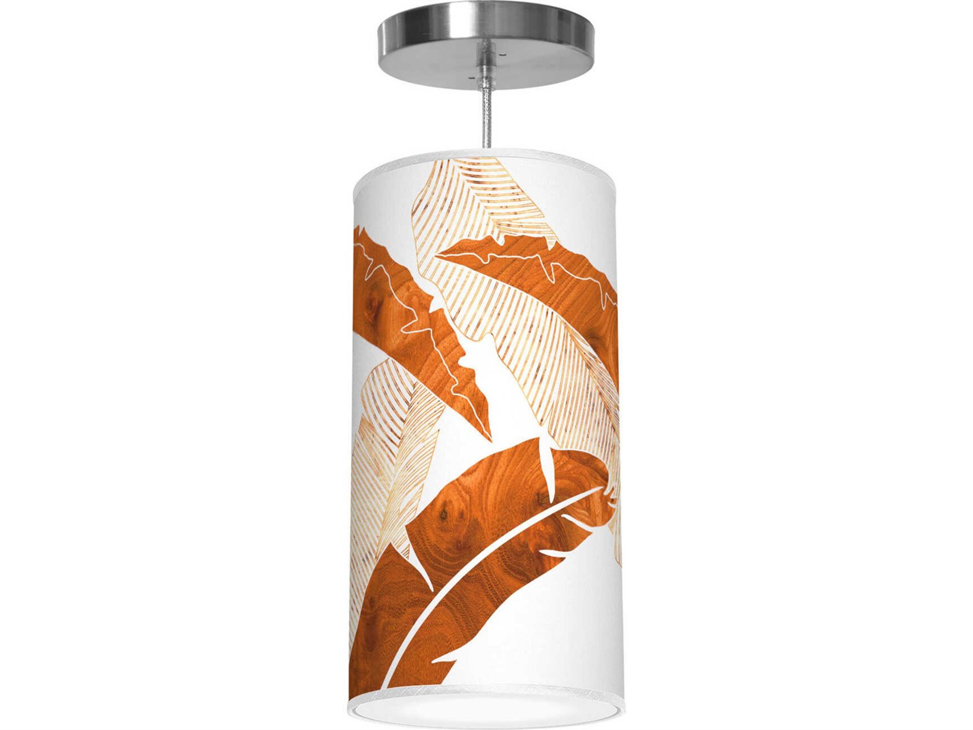 Banana Printed Lisha 1-Light Brown Cylinder Mini Pendant