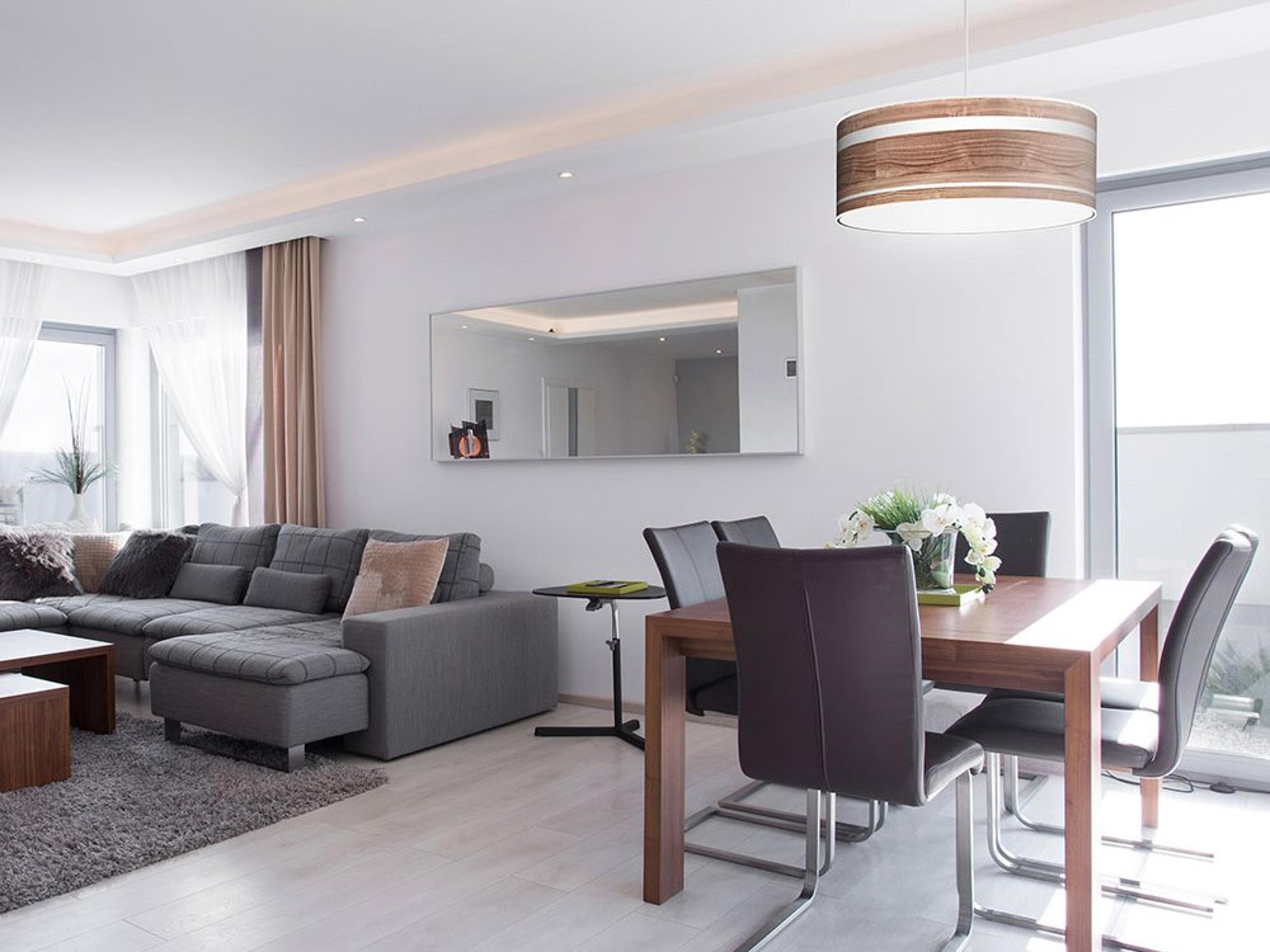 jefdesigns Band Printed Thao 1-Light Walnut Drum Pendant