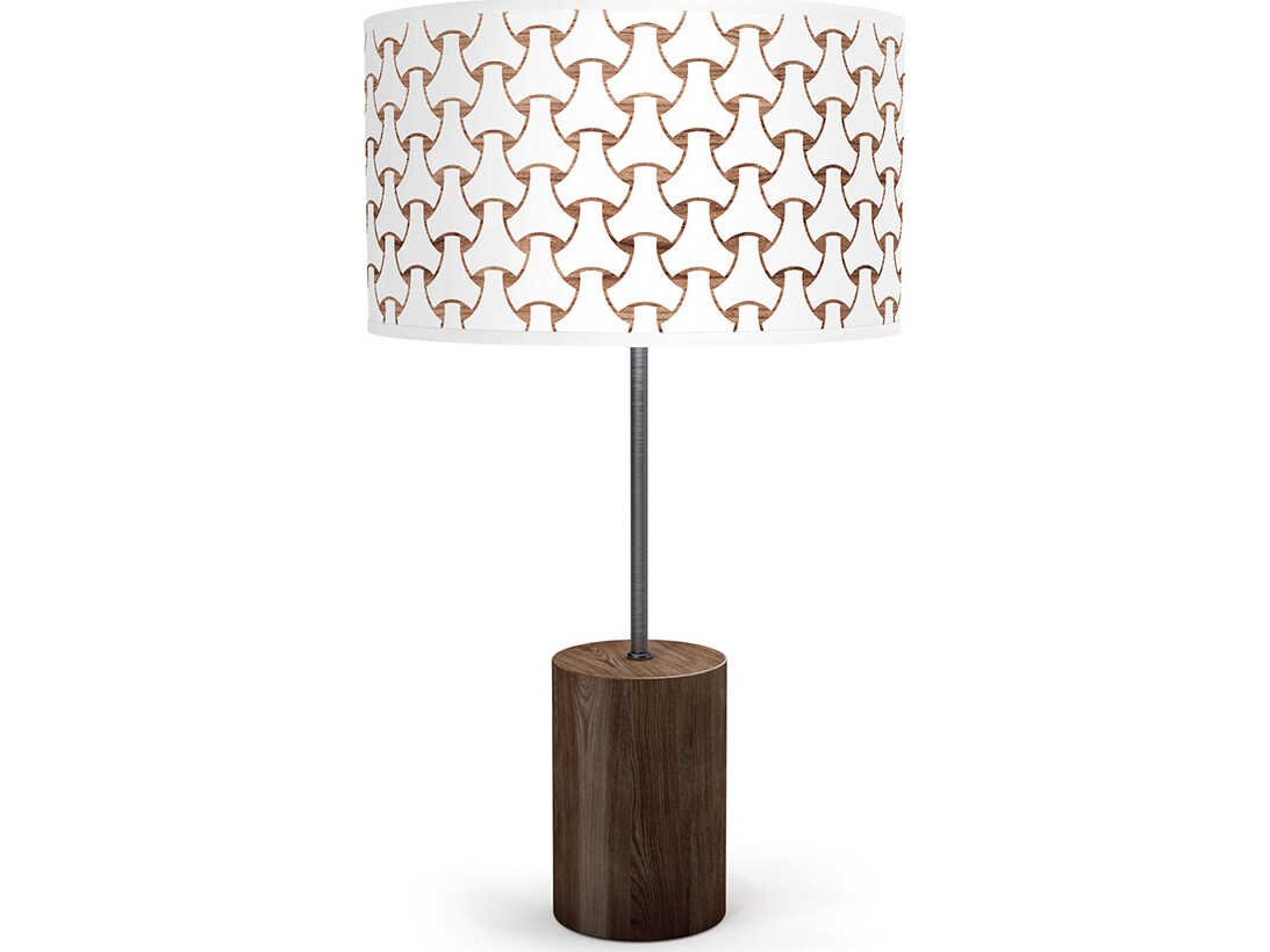 Basket Weave Printed Chuck Brown Buffet Lamp