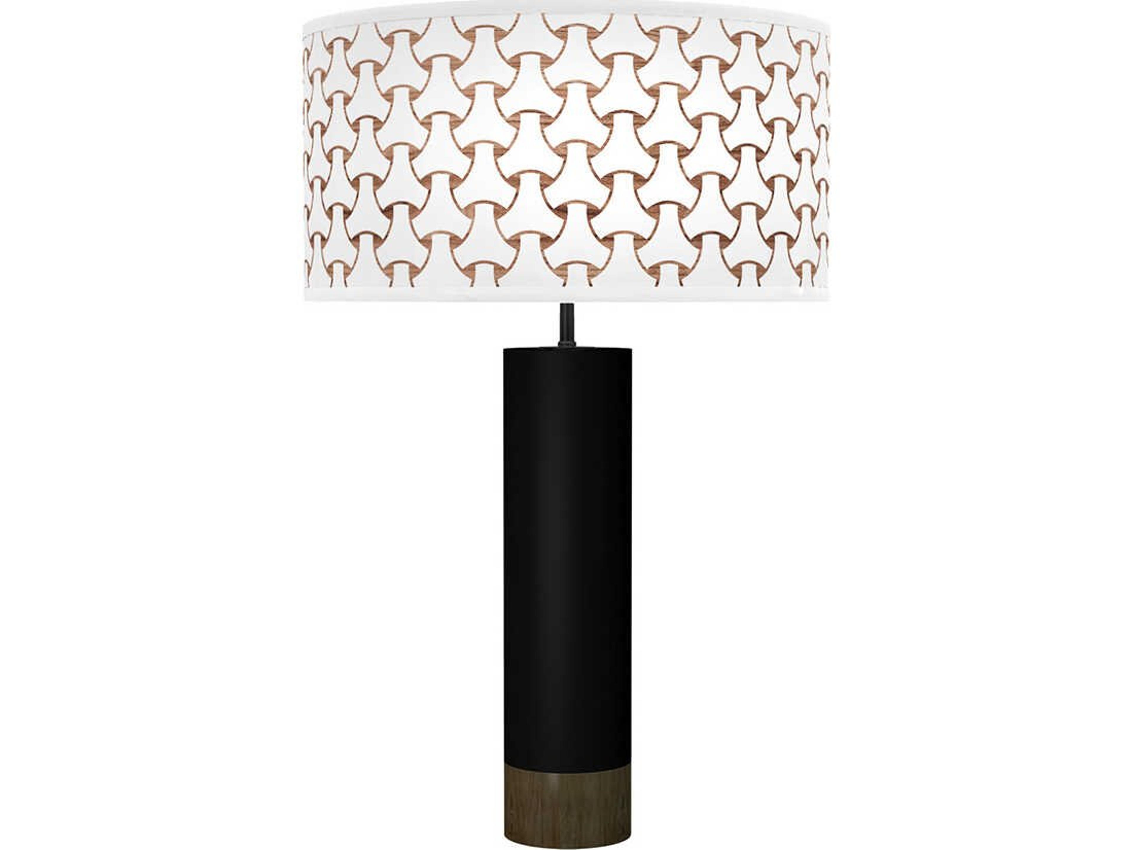 Basket Weave Printed Thad Black Buffet Lamp