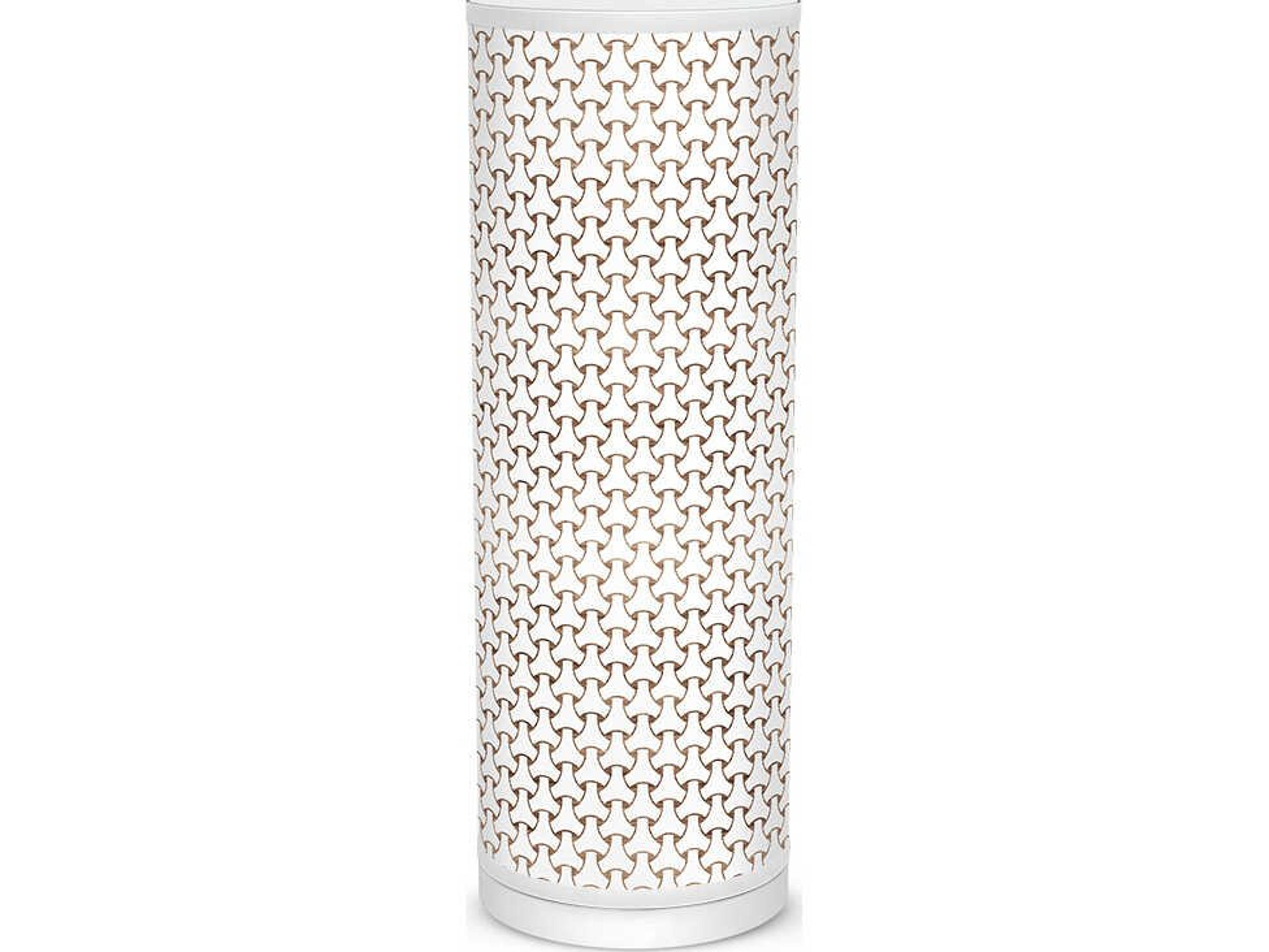 Basket Weave Printed Tube Brown Table Lamp