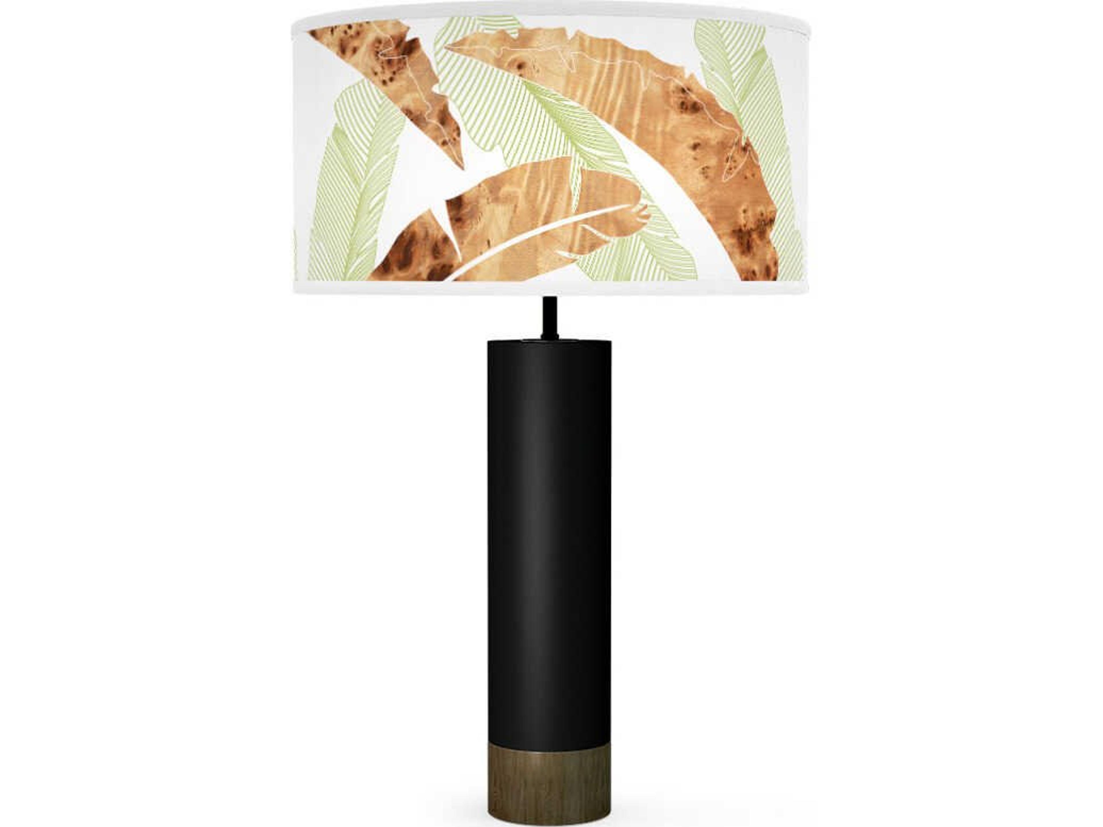 Banana Printed Thad Black Buffet Lamp