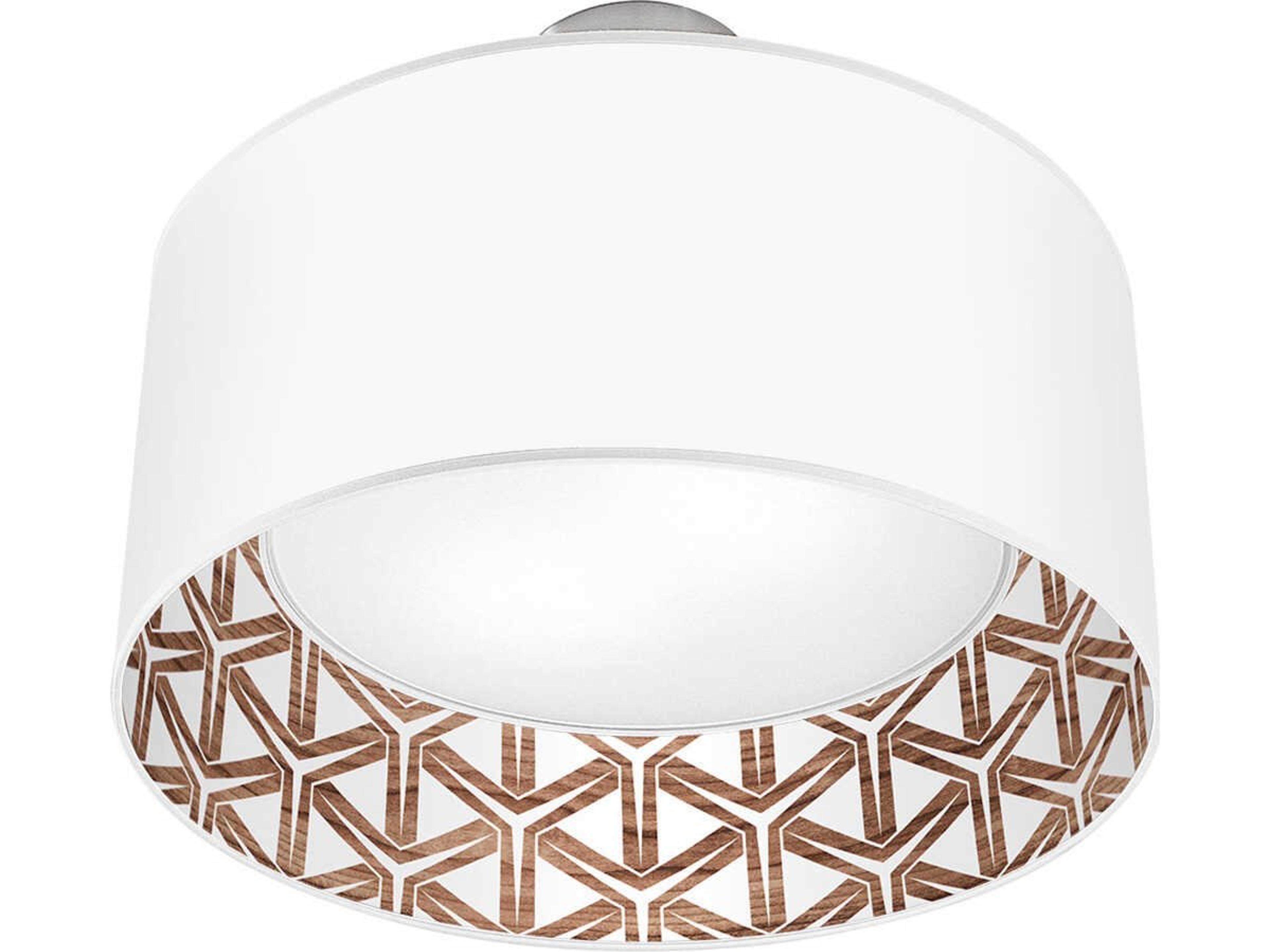 Cubist Printed Inny 2-Light Brown Drum Flush Mount