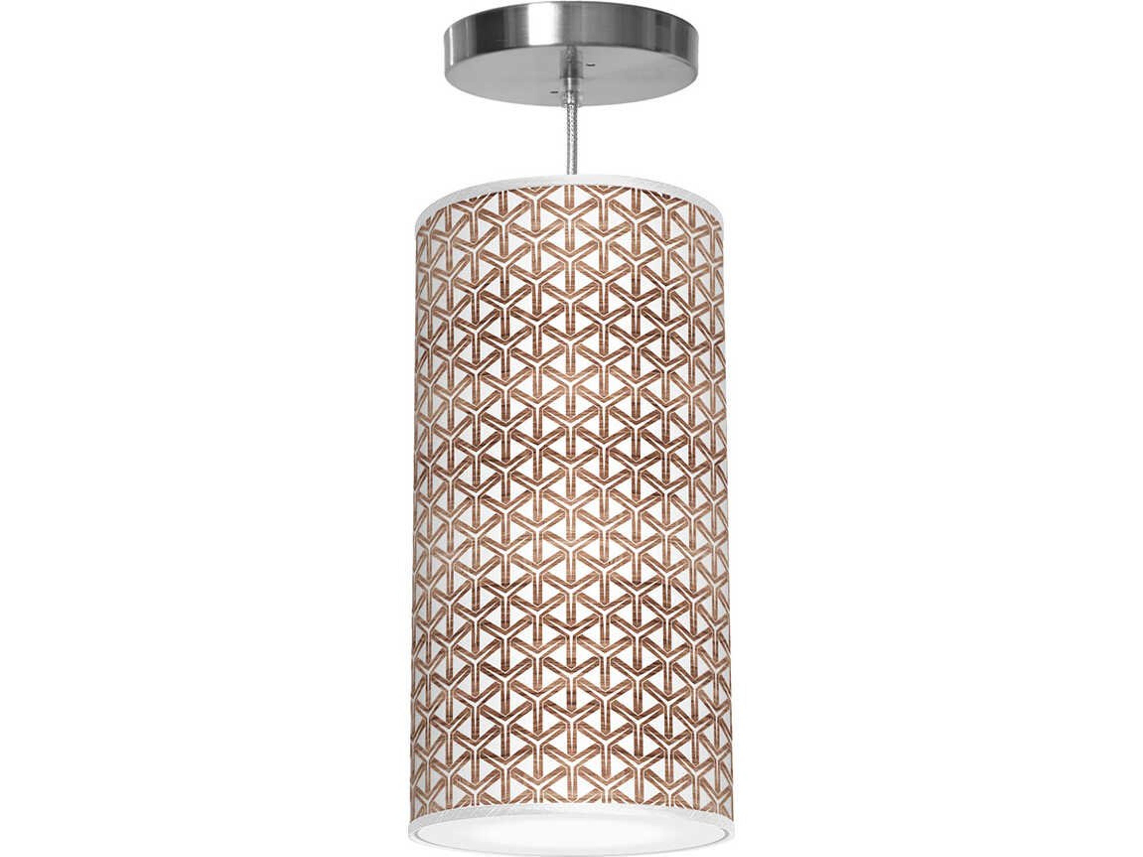 Cubist Printed Lisha 1-Light Brown Cylinder Mini Pendant