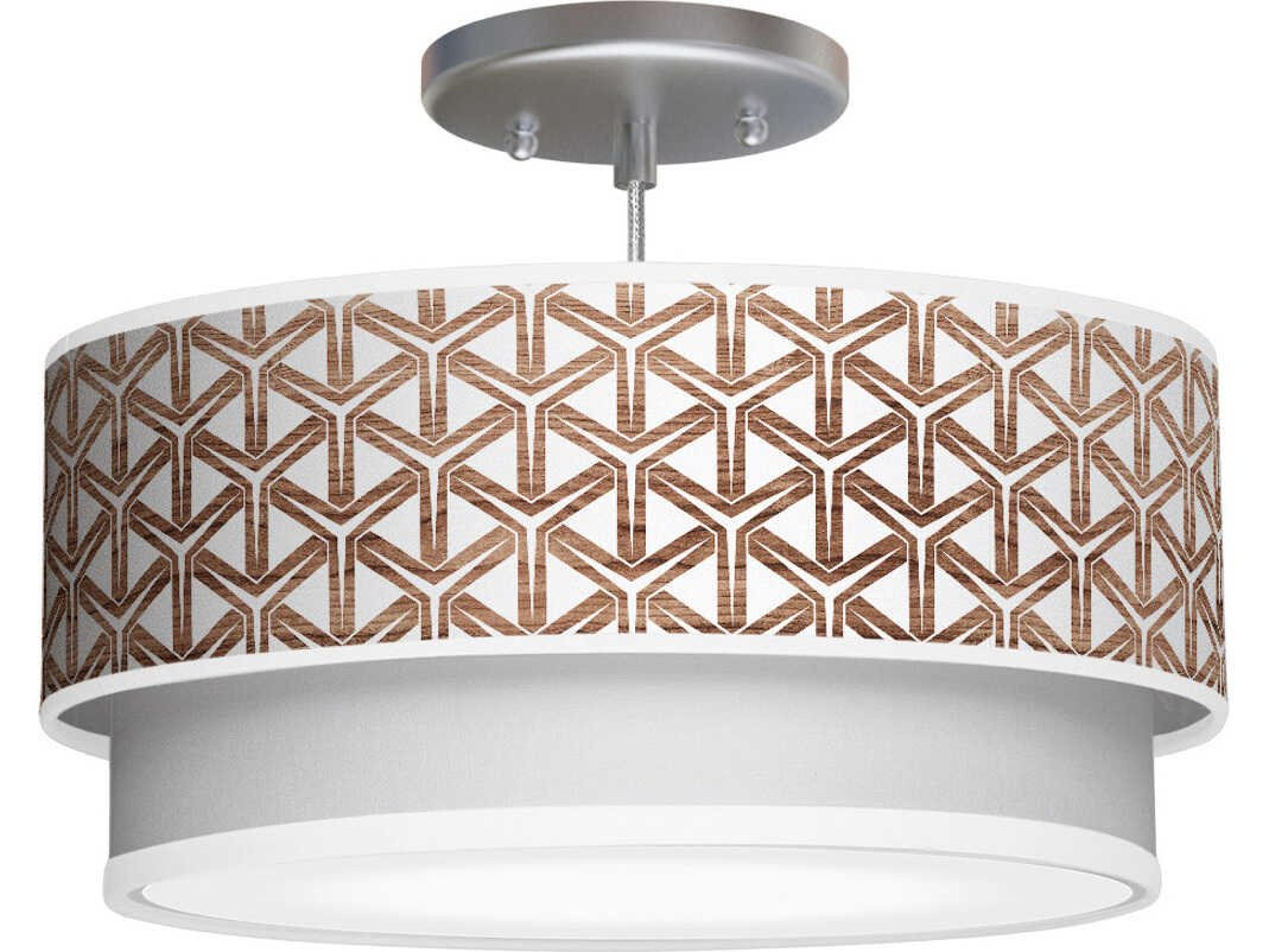 Cubist Printed Luther 1-Light Brown Drum Tiered Mini Pendant