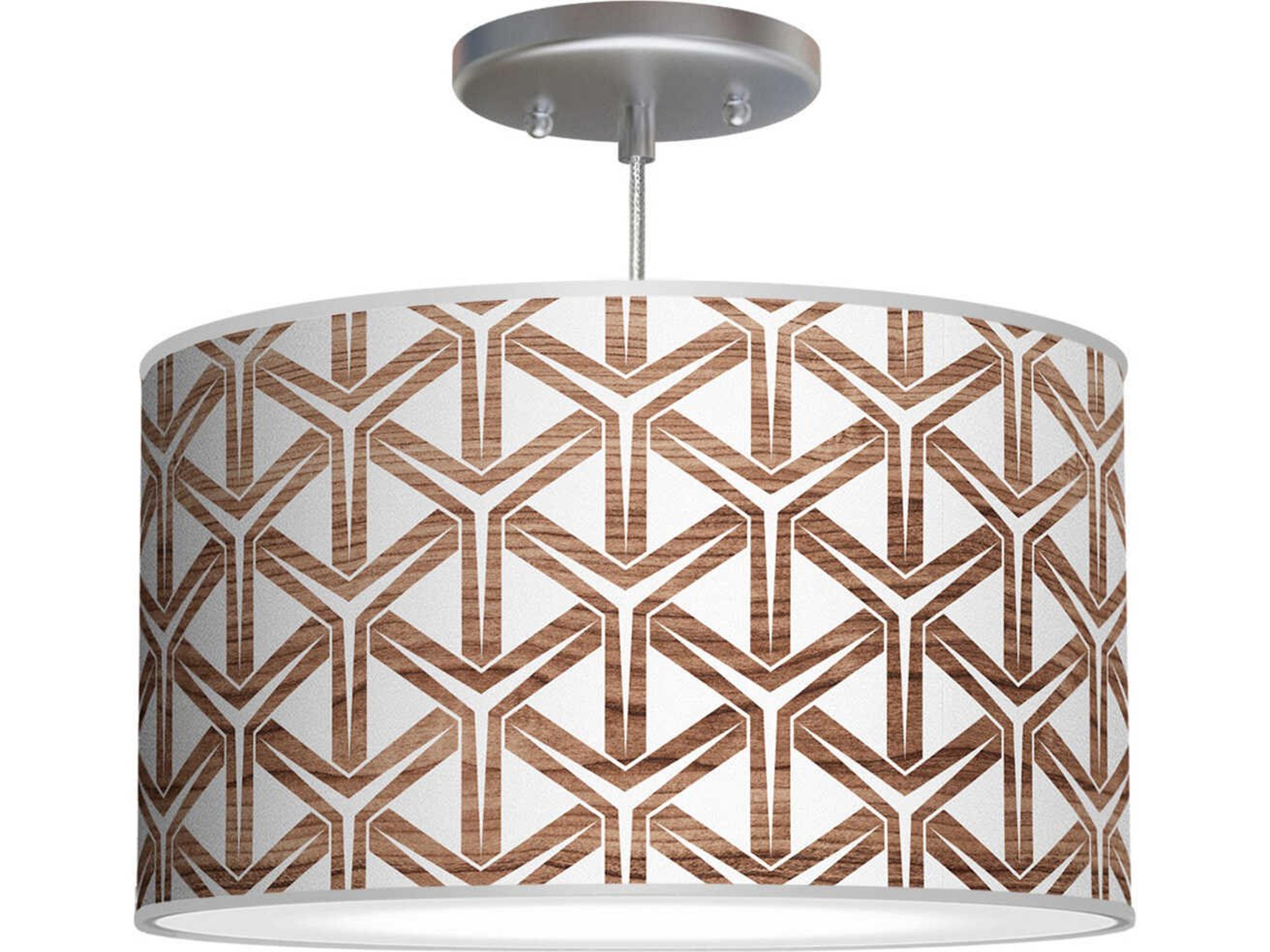Cubist Printed Thao 1-Light Brown Drum Pendant